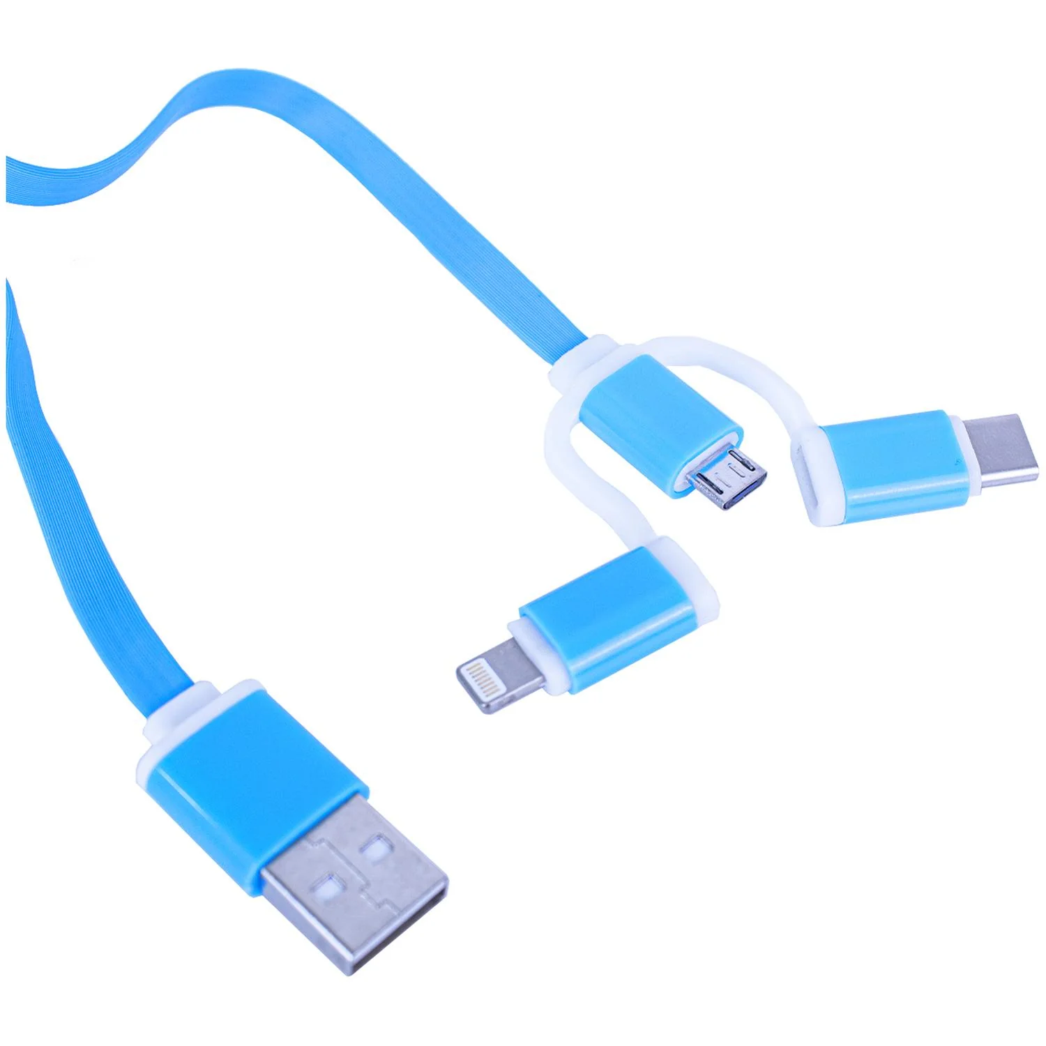 Cable 3 en 1 Q TOUCH USB a Lightning Tipo C Micro USB Carga Rapida 1m Azul QUC-331 - Image 5