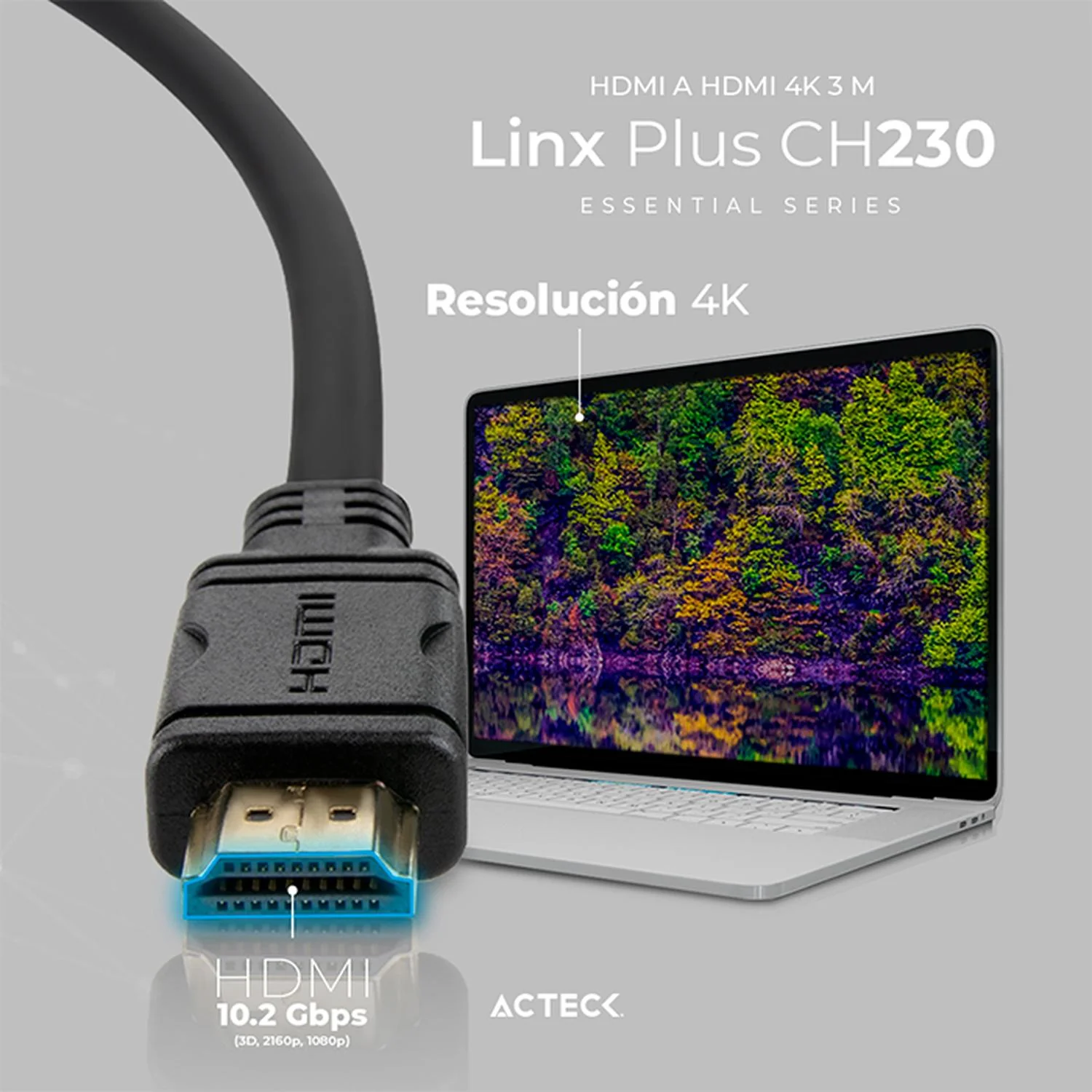 Cable ACTECK LINX PLUS CH230 HDMI a HDMI 4K 3m Negro AC-934794 - Image 3