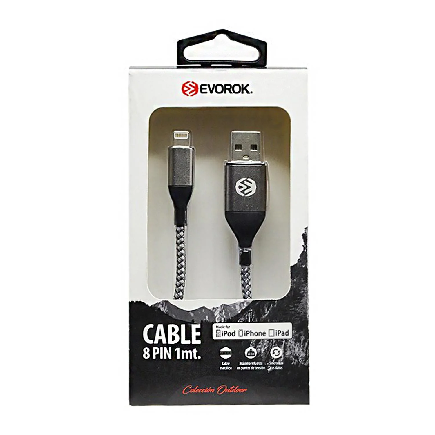 Cable ACTECK USB a Lightning 1 metro Nylon Trenzado Negro EV-917575 - Image 4
