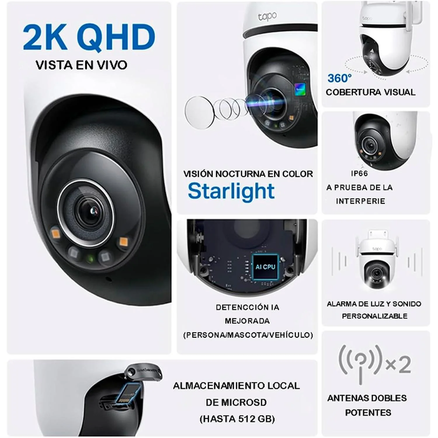 Camara de Seguridad WiFi TP-LINK Tapo C520WS 4MP Exterior 2K QHD 2.4GHz Giro 360 Vision Nocturna - Image 5