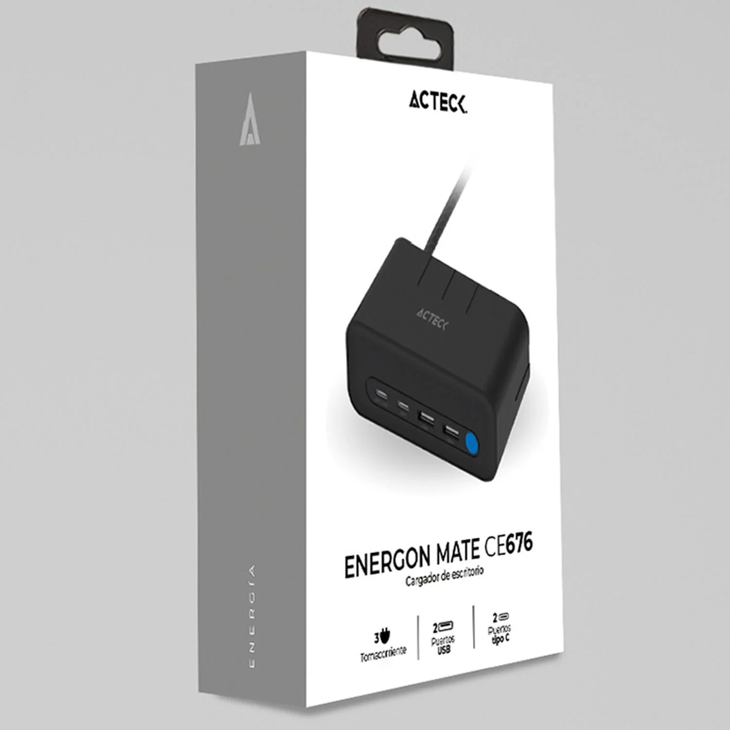 Cargador de Escritorio ACTECK ENERGON MATE CE676 3 Conectores + 2 USB + USB-C Negro AC-936514 - Image 6