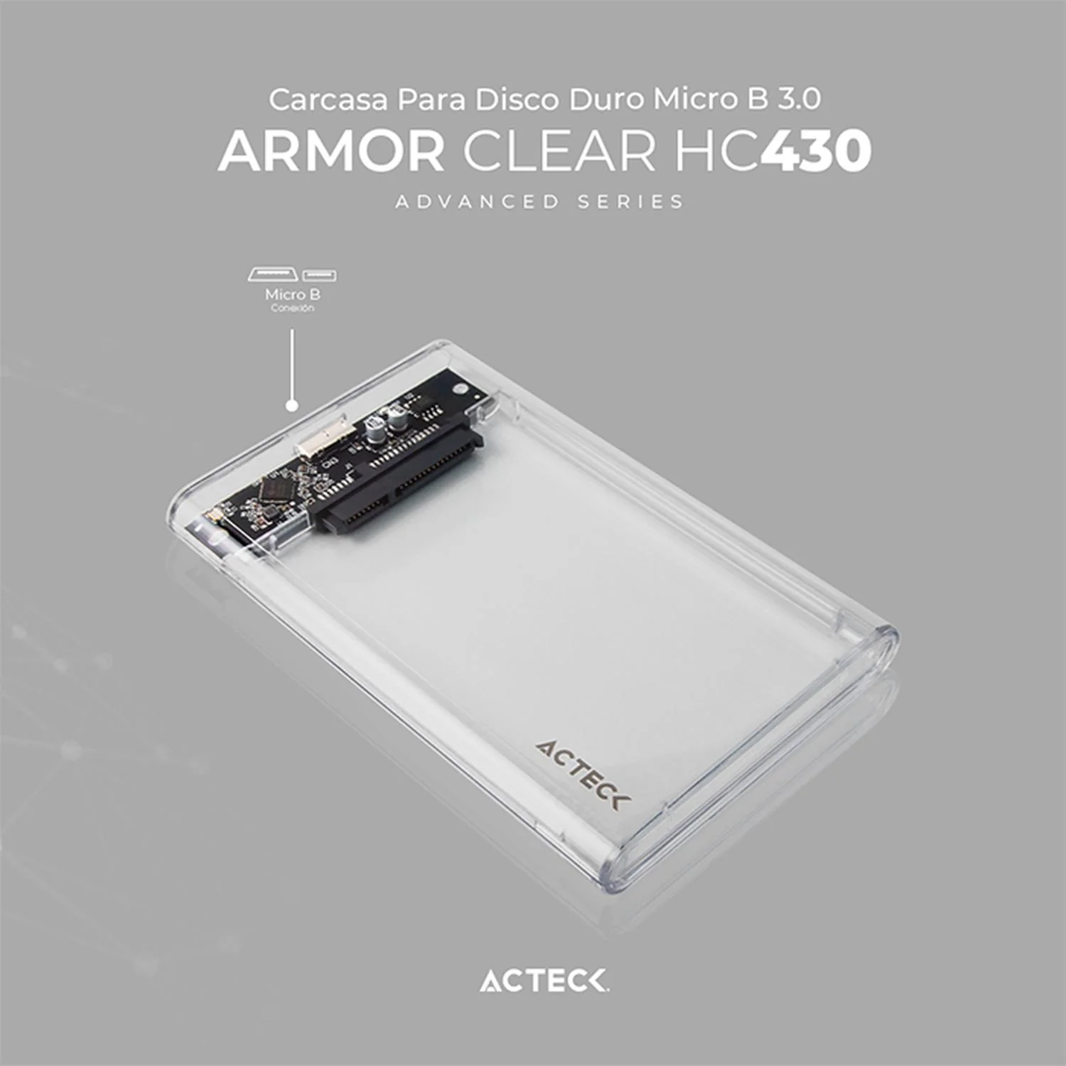 Case Enclosure ACTECK ARMOR CLEAR HC430 5 Gbps SATA 2.5 USB Blanco - Image 2