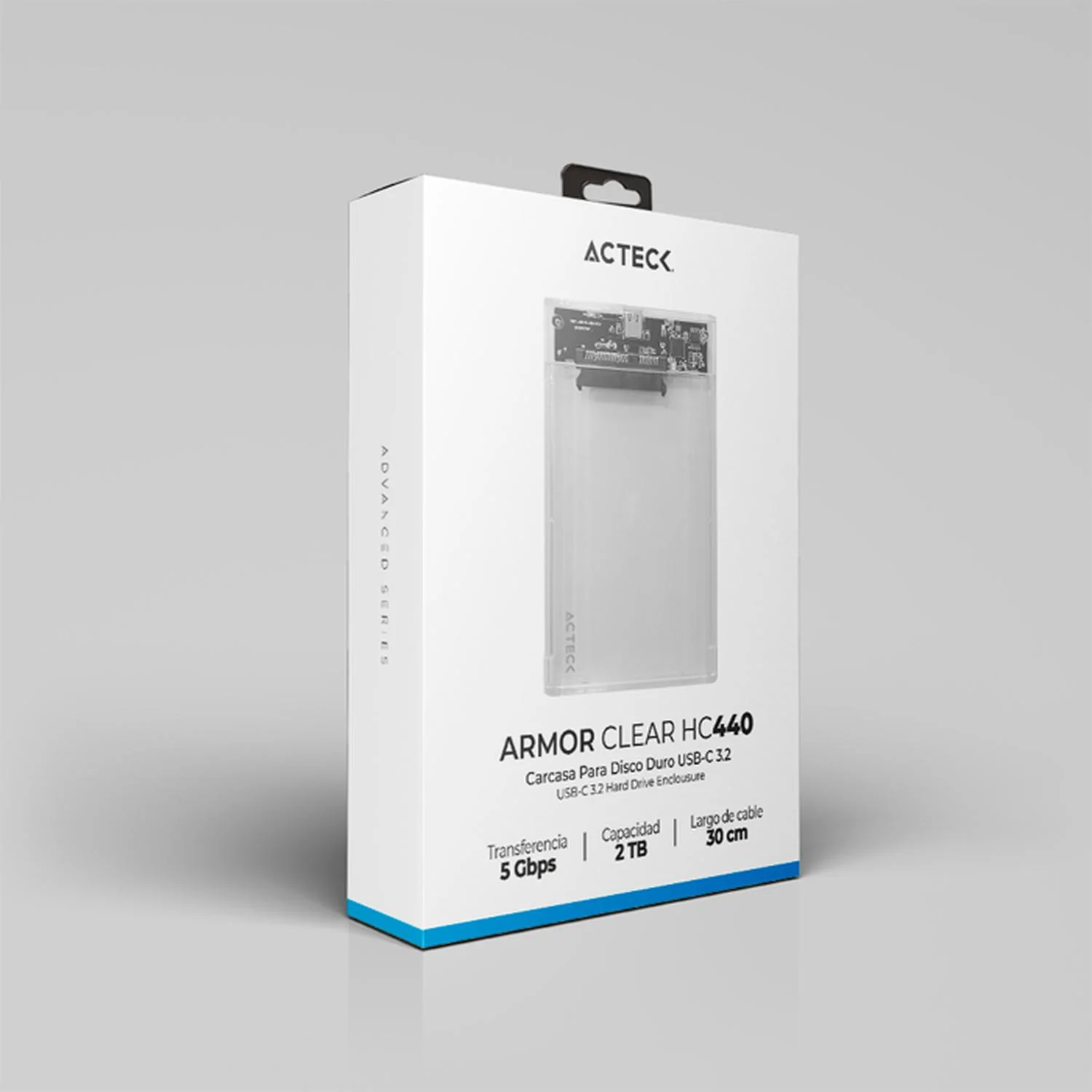 Case Enclosure ACTECK ARMOR CLEAR HC440 5 Gbps SATA 2.5 USB-C Blanco AC-934695 - Image 6