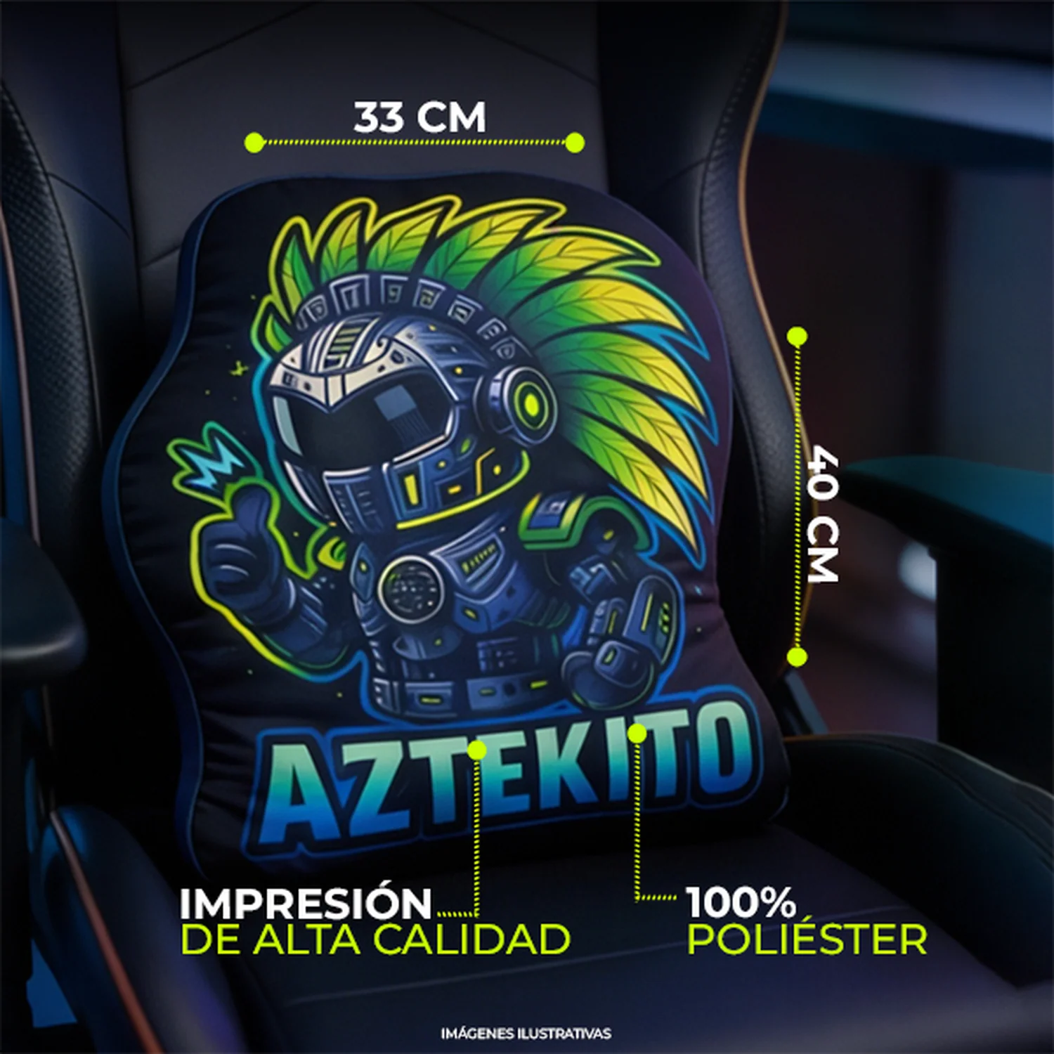 Cojin Almohada Gamer DXT GAMING Aztekito Negro Decorativo 40 x 34 x 8 cm - Image 3