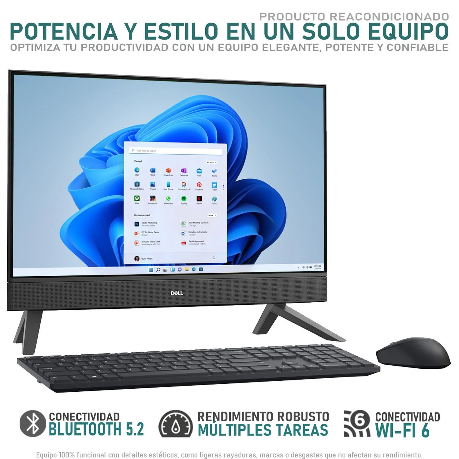 Computadora All In One DELL Inspiron 5415 AMD Ryzen 3 5425U 16GB RAM 1.2TB SSD 23.8" Windows 11 Home Reacondicionado - Image 3