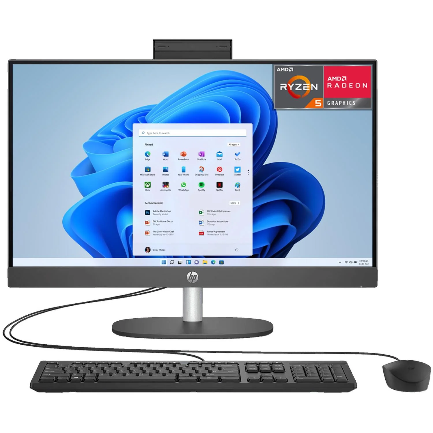 Computadora All in One HP 245 G10 NT AMD Ryzen 5 8GB RAM 256GB SSD 23.8" Windows 11 Pro Teclado Español + Mouse Open Box