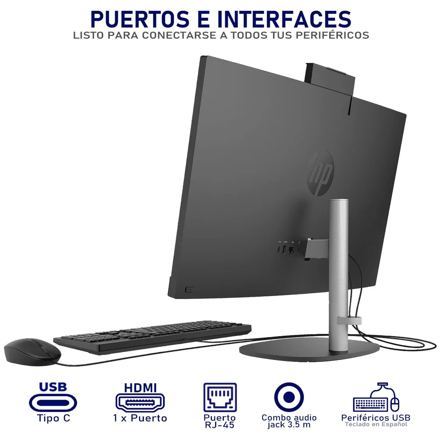 Computadora All in One HP 245 G10 NT AMD Ryzen 5 8GB RAM 256GB SSD 23.8" Windows 11 Pro Teclado Español + Mouse Open Box - Image 4