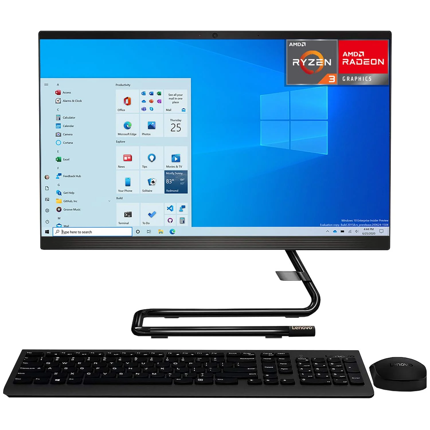 Computadora All In One LENOVO IdeaCentre 3 AMD Ryzen 3 4300 12GB RAM 1TB 23.8" Windows 10 Home Reacondicionado