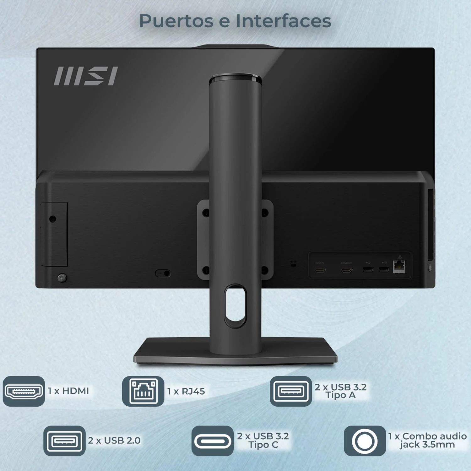 Computadora All In One MSI MODERN AM242TP Intel Core 3 100U 16GB 512GB SSD 23.8" IPS FHD Touch W11H USB-C Teclado Mouse Altavoz + Cable USB-C - Image 5