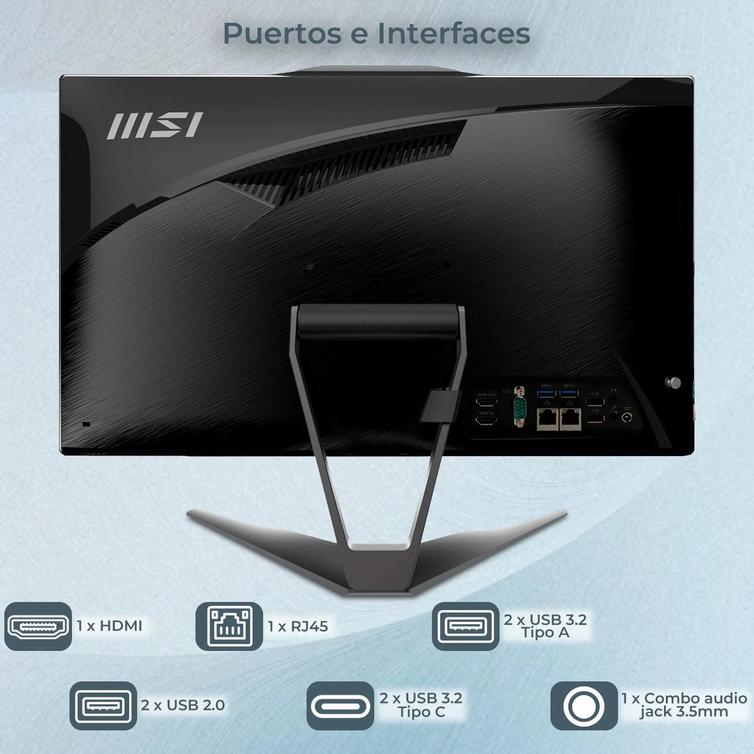 Computadora All In One MSI PRO AP222T Intel G7400 12GB 512GB SSD 21.5" IPS FHD Touch W11H USB-C Teclado Mouse Altavoz + Cable USB-C - Image 5
