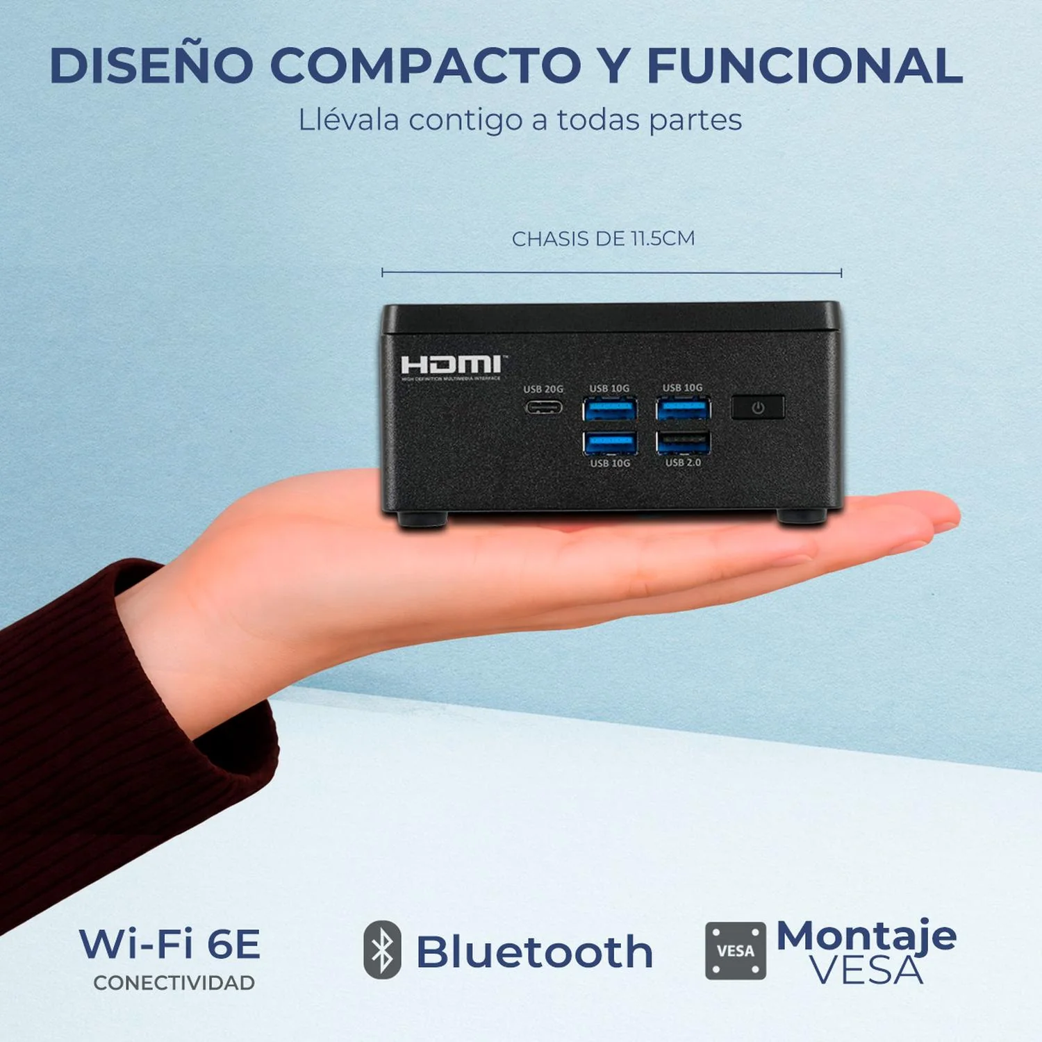 Computadora Escritorio Mini PC ECS LIVA Z7 Ai Core Ultra 5 125h Npu 33 Tops 16gb 1tb Monitor 24 1ms 120hz Teclado Mouse Inalambrico W11h-t Wifi 6e Bt Gaming Casual, Trabajo Y Estudio - Image 3