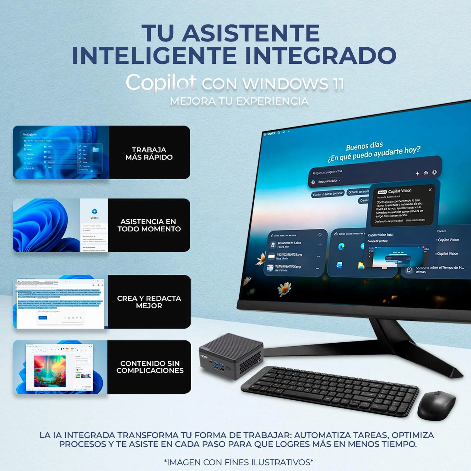 Computadora Escritorio Mini PC LIVA Z7 PLUS AI Intel Core Ultra 5 125H NPU 33 TOPS 16GB DDR5 SSD 1TB Monitor 27 1ms 120Hz Teclado Mouse Inalambrico W11H-T WiFi 6E BT Gaming casual, trabajo y estudio - Image 5