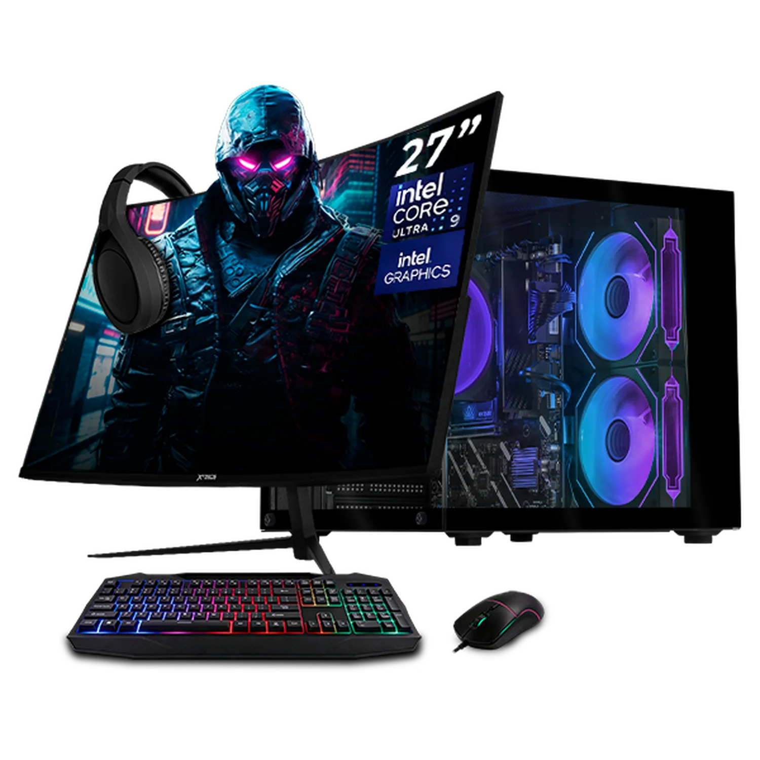 Computadora Escritorio Completa AI Ready Xtreme PC Gaming Intel Core Ultra 9 285 16GB DDR5 SSD 1TB Monitor Curvo 27 100Hz WIFI Black Multitarea Avanzada con IA