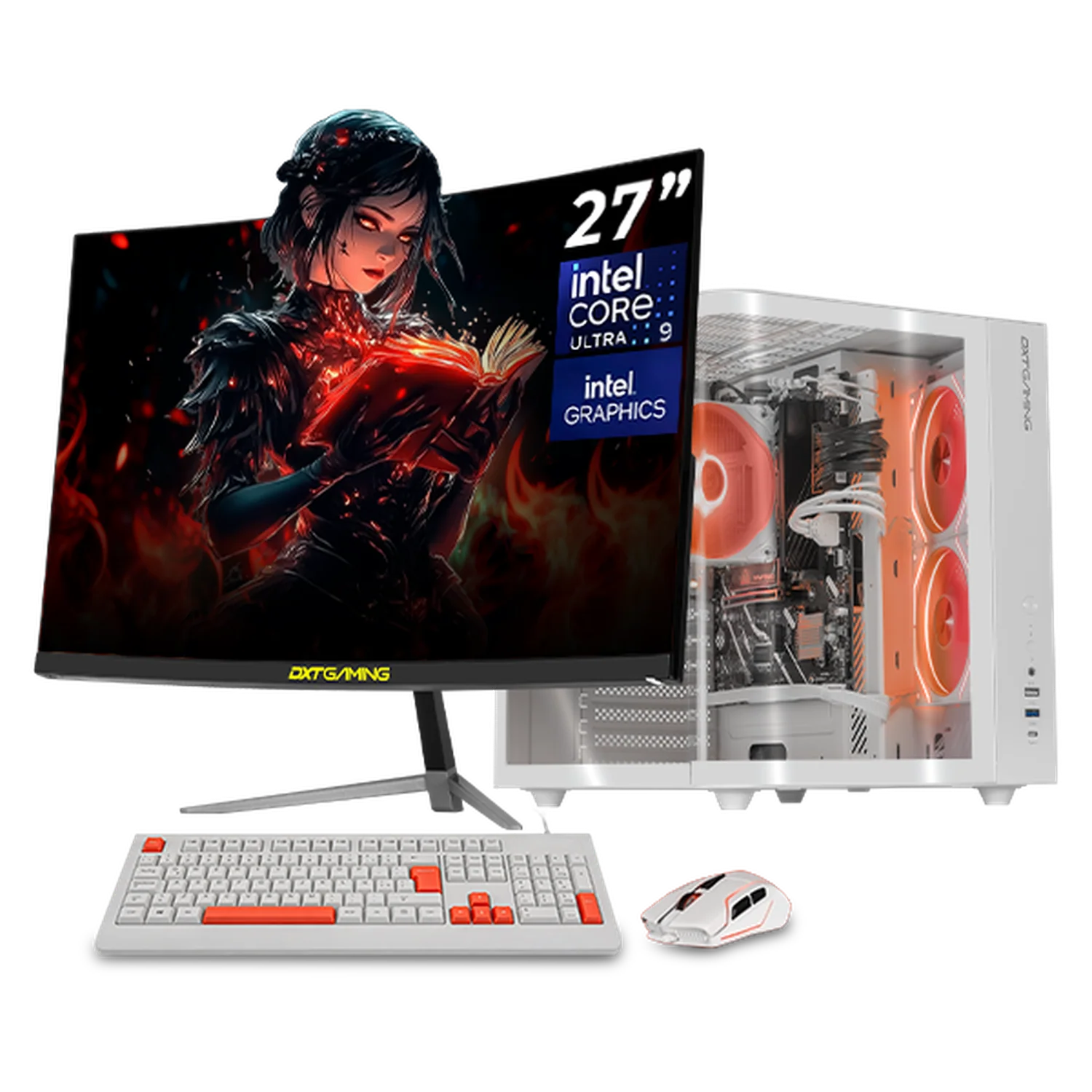 Computadora Escritorio Completa IA DXT GAMING Intel Core Ultra 9 285 16GB DDR5 SSD 1TB Monitor Curvo 27 180Hz WIFI White Multitarea Avanzada con IA