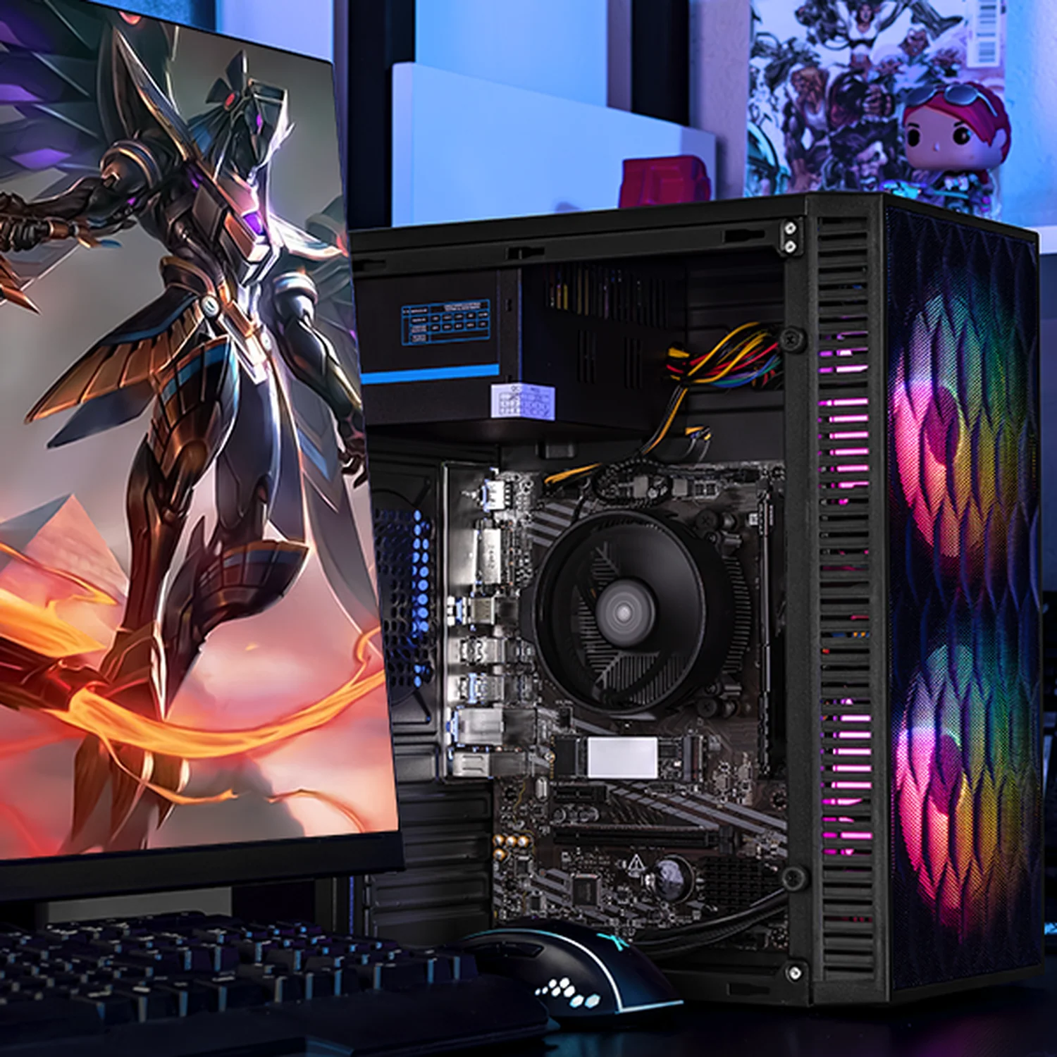 Computadora Escritorio Completa Xtreme PC Gaming AMD Radeon Vega 11 Ryzen 5 3400G 16GB SSD 1TB Monitor 23.8 75Hz WIFI Black rendimiento básico para juegos casuales, trabajo y estudio - Image 6