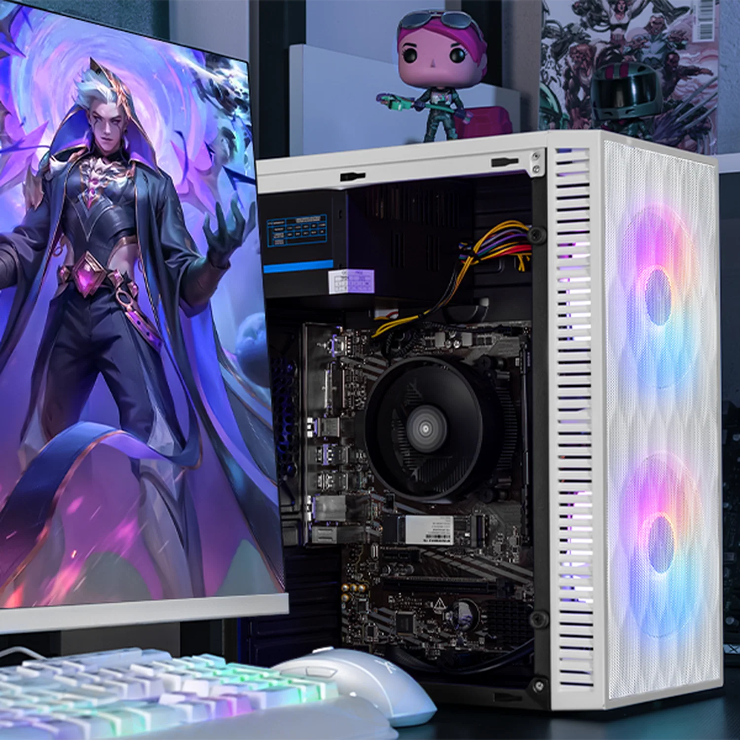 Computadora Escritorio Completa Xtreme PC Gaming AMD Radeon Vega 11 Ryzen 5 3400G 16GB SSD 1TB Monitor 23.8 75Hz WIFI White gaming ligero en calidad baja, oficina, estudio y hogar - Image 6