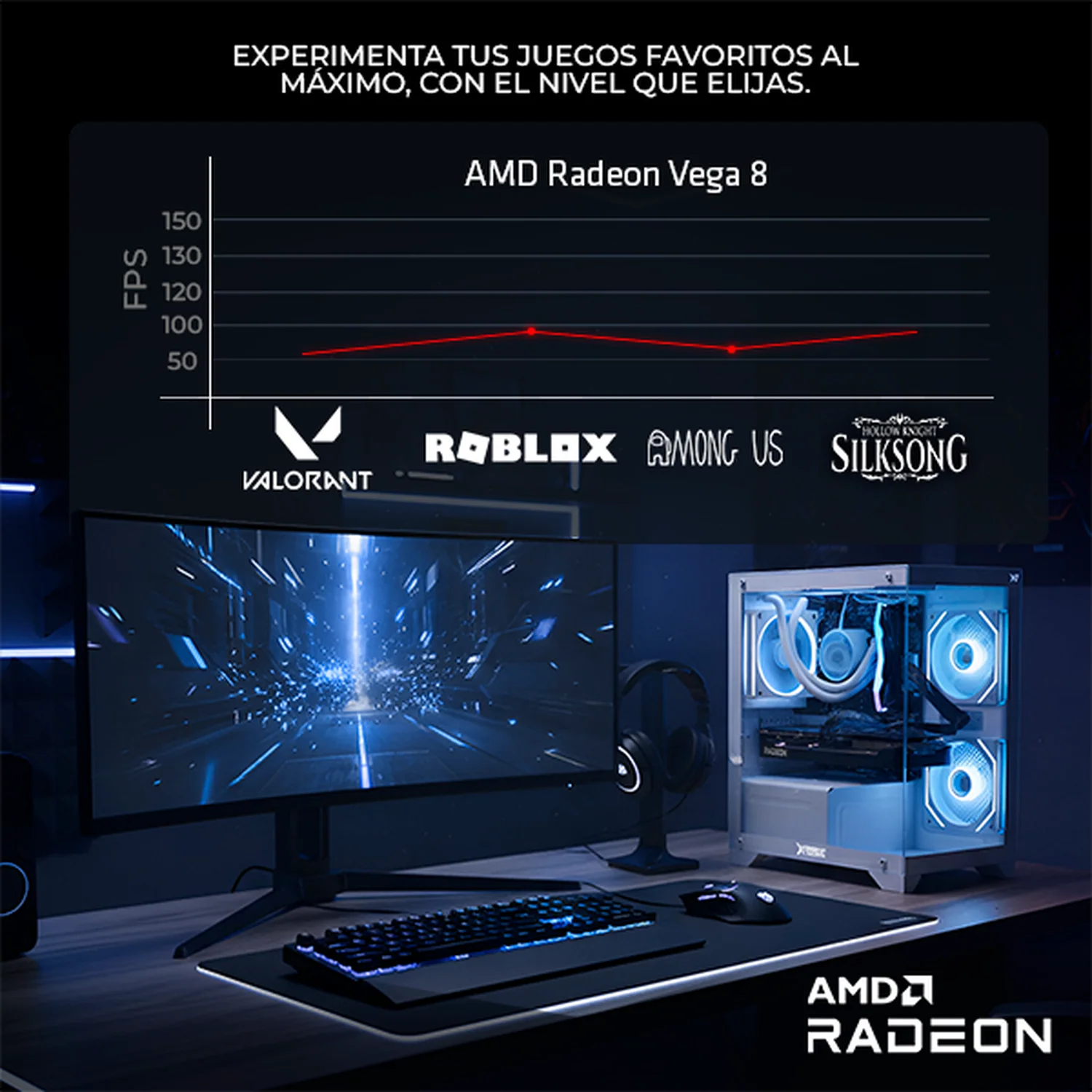 Computadora Escritorio Completa Xtreme PC Gaming AMD Radeon Vega 8 Ryzen 3 3200G 16GB SSD 500GB Monitor 23.8 75Hz WIFI Black gaming ligero en calidad baja, oficina, estudio y hogar - Image 4