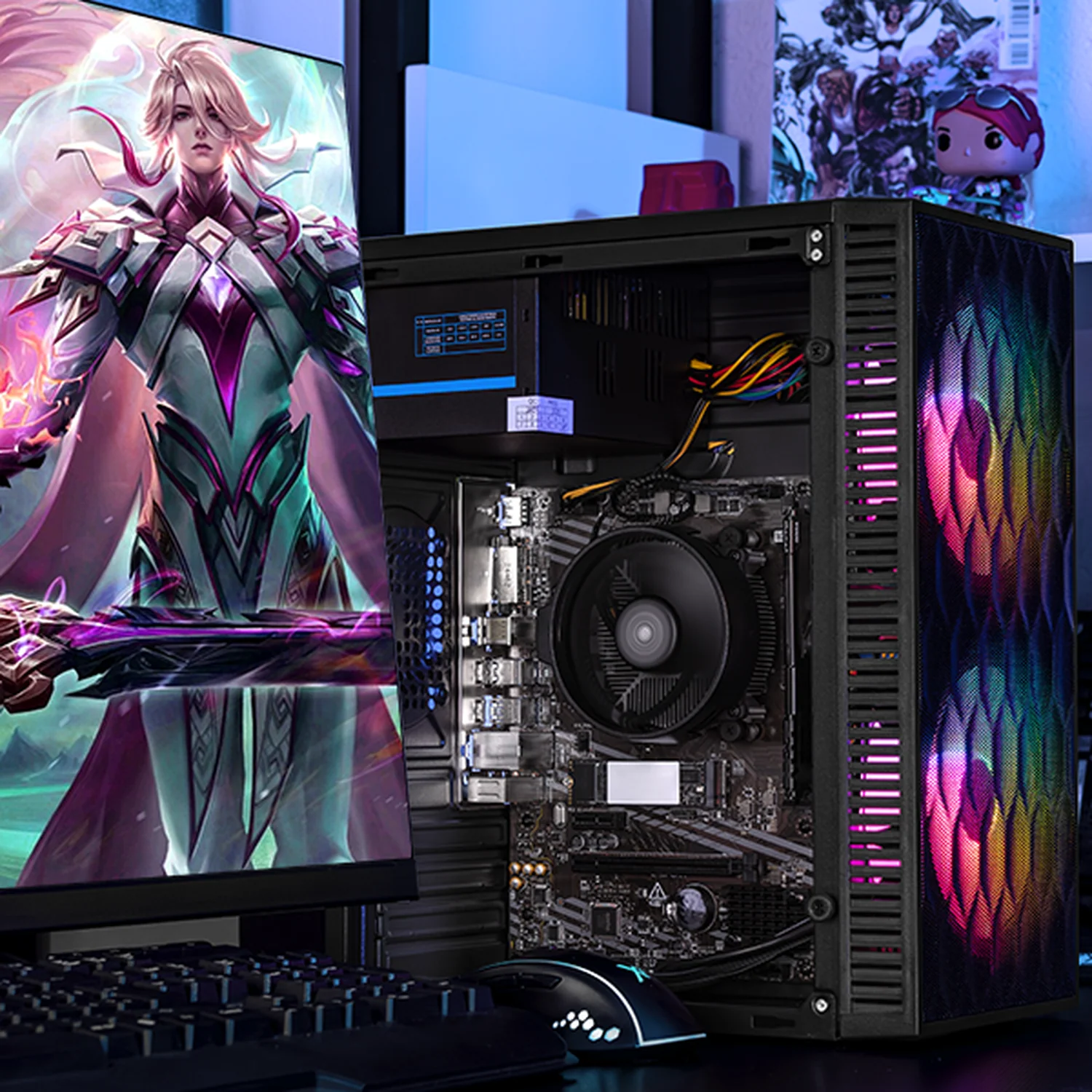 Computadora Escritorio Completa Xtreme PC Gaming AMD Radeon Vega 8 Ryzen 3 3200G 16GB SSD 500GB Monitor 23.8 75Hz WIFI Black gaming ligero en calidad baja, oficina, estudio y hogar - Image 6