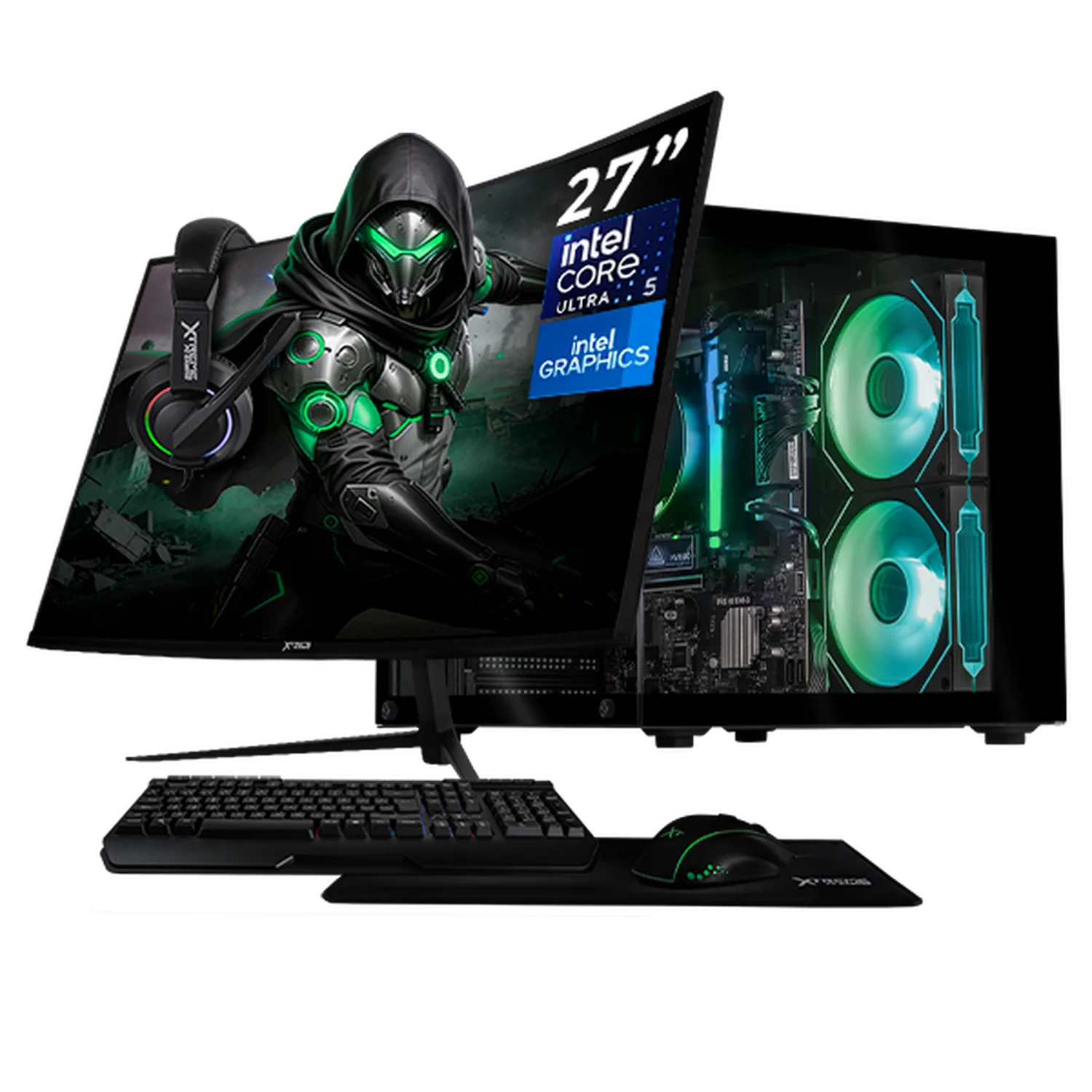 Xtreme PC IA Ready Intel Arc Intel Core Ultra 5 225 NPU 13 TOPS 16GB DDR5 SSD 1TB Monitor Curvo 27 100Hz WIFI Black Productividad inteligente para tu día a día