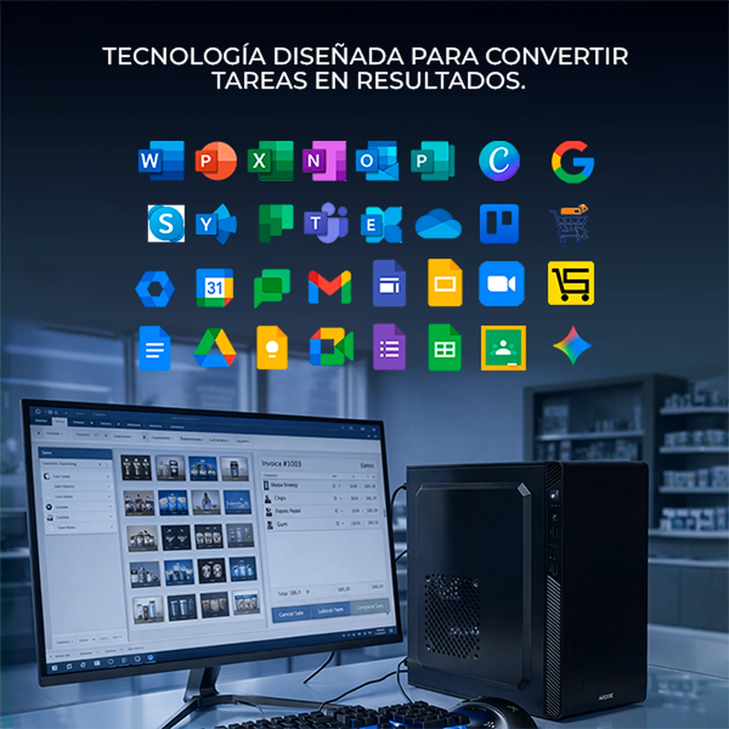 Computadora Escritorio Completa Xtreme PC Gaming Intel N100 16GB SSD 256GB Monitor 23.8 WIFI Black ideal para punto de venta, trabajo administrativo y uso diario - Image 4