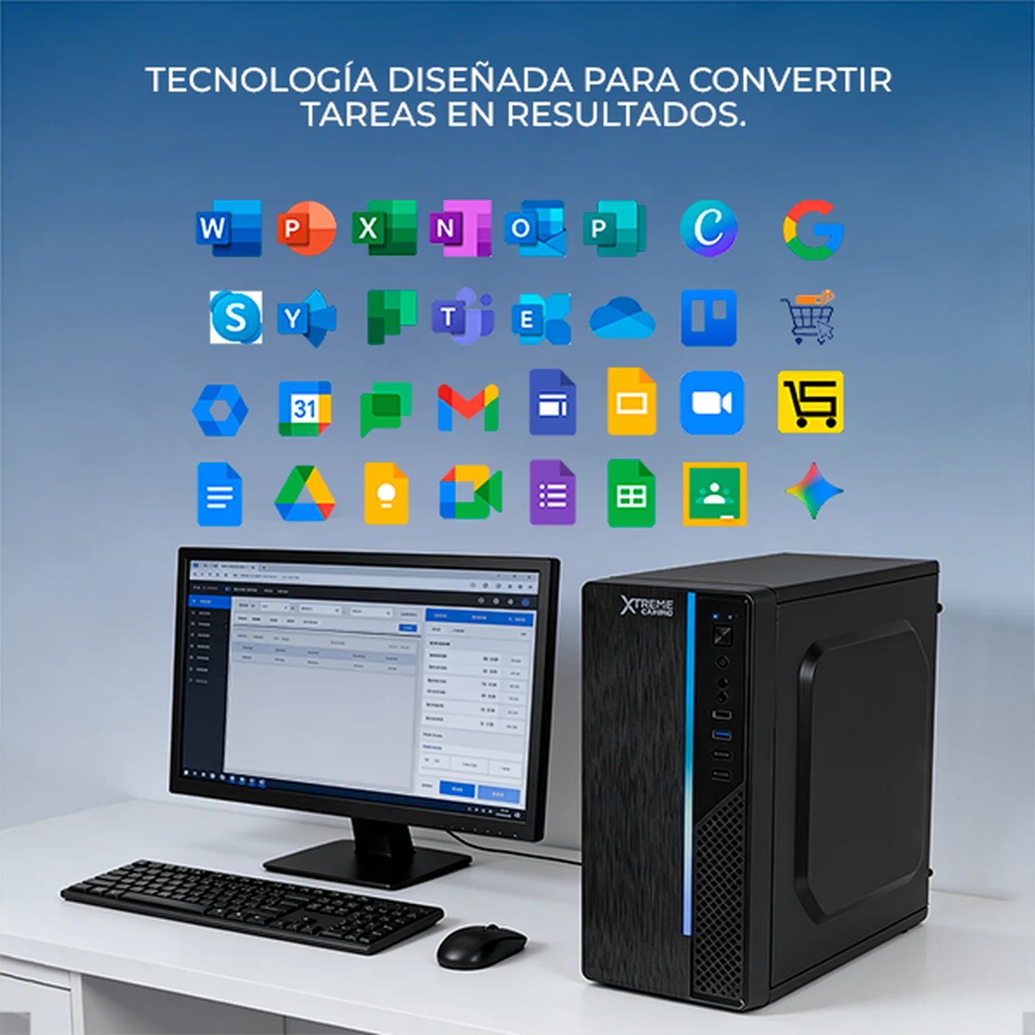 Computadora Escritorio Completa Xtreme PC Gaming Intel N100 16GB SSD 500GB Monitor 23.8 75Hz WIFI Black ideal para punto de venta, trabajo administrativo y uso diario - Image 4