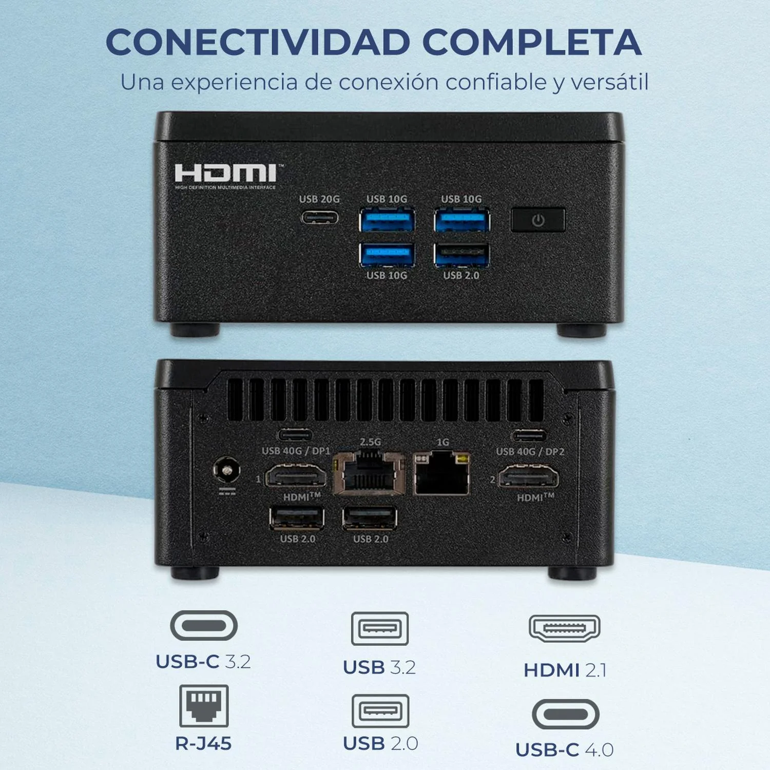 Computadora Escritorio ECS Mini PC Z7 PLUS AI Intel Core Ultra 5 125H NPU 33 TOPS 16GB DDR5 SSD 1TB W11H-T WiFi 6E BT 5.3 Gaming casual, trabajo y estudio - Image 4