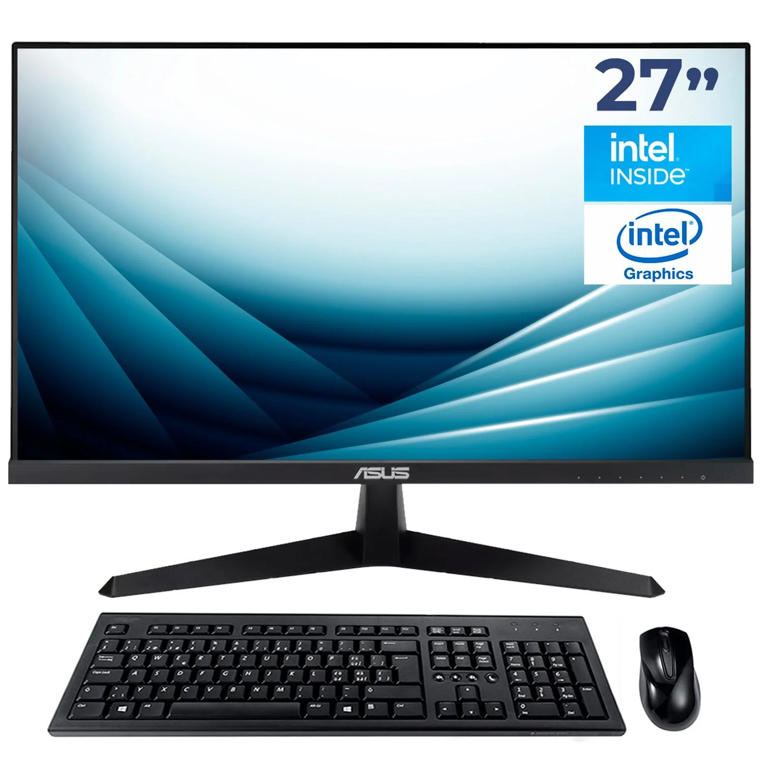 Computadora Escritorio Mini PC ASUS Intel N150 8GB DDR5 SSD 256GB Monitor 27 1ms 120Hz Teclado Mouse W11H-T WiFi BT 5.0 CN14EE-M27TMI1508256 Estudio, oficina y multitarea