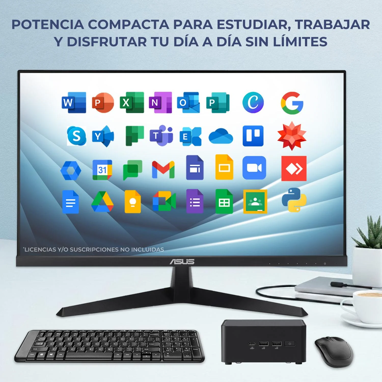 Computadora Escritorio Mini PC ASUS NUC 14 PRO AI Intel Core Ultra 5 125H NPU 33 TOPS 16GB DDR5 SSD 1TB Monitor 27 1ms 120Hz Teclado Mouse Inalambrico W11H-T WiFi BT Gaming casual, trabajo y estudio - Image 6