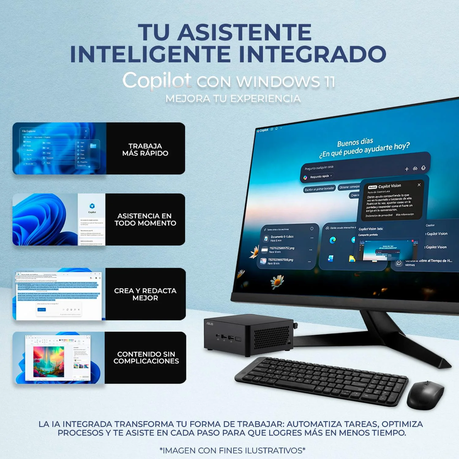 Computadora Escritorio Mini PC ASUS NUC 14 PRO AI Intel Core Ultra 5 125H NPU 33 TOPS 16GB DDR5 SSD 1TB W11H-T WiFi 6E BT 5.3 Gaming casual, trabajo y estudio - Image 5