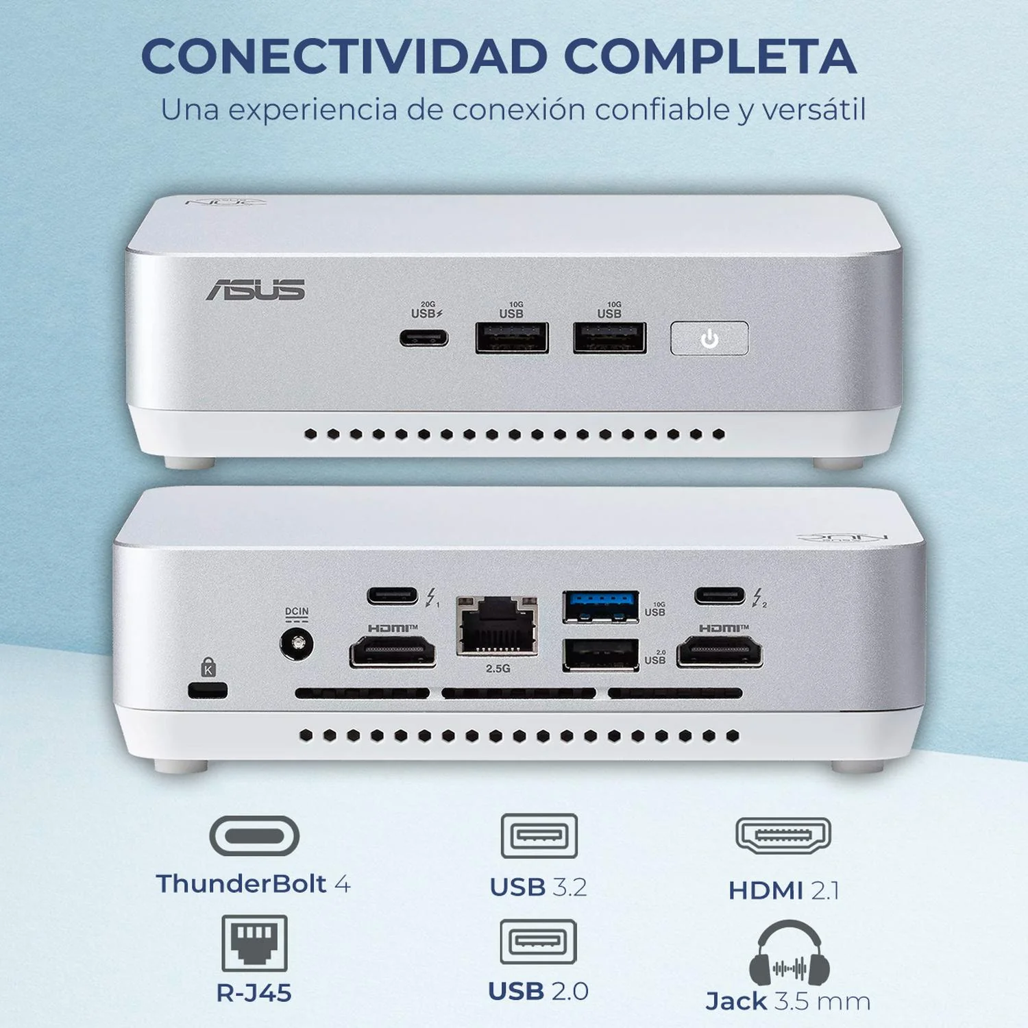 Computadora Escritorio Mini PC ASUS NUC 14 PRO+ AI Intel Core ULTRA 9 185H NPU 35 TOPS 16GB DDR5 SSD 1TB Thunderbolt 4 WiFi 6E BT 5.3 Plata Alto Desempeño y Edición profesional - Image 4