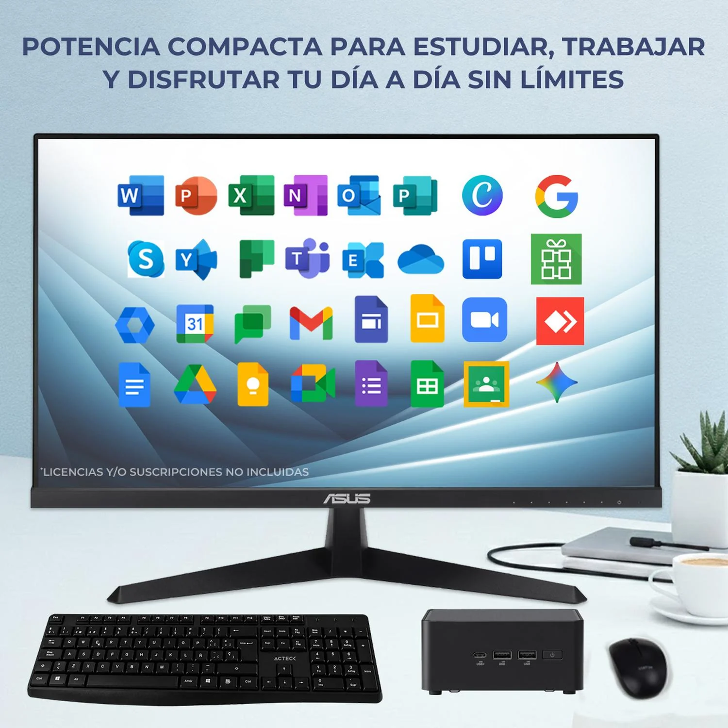 Computadora Escritorio Mini PC ASUS NUC 14 PRO Intel Ultra 7 155H 24GB DDR5 SSD 1TB Monitor 27 120Hz WiFi - Image 6