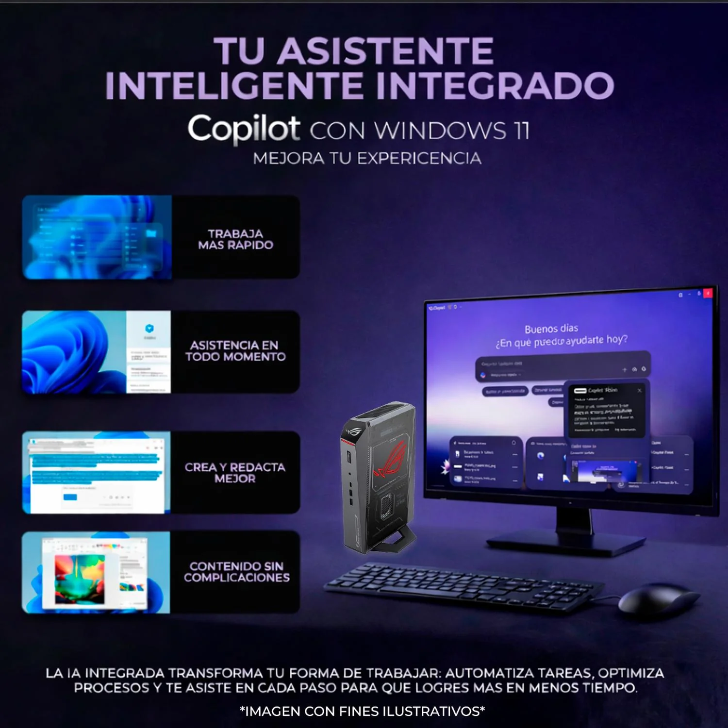 Computadora Escritorio Mini PC GAMER ASUS ROG Strix NUC NVIDIA GeForce RTX 5080 Intel Ultra 9 275HX 32GB DDR5 2TB M.2 WiFi 7 Bluetooth 5.4 W11H-I Gaming Competitivo y profesional - Image 5