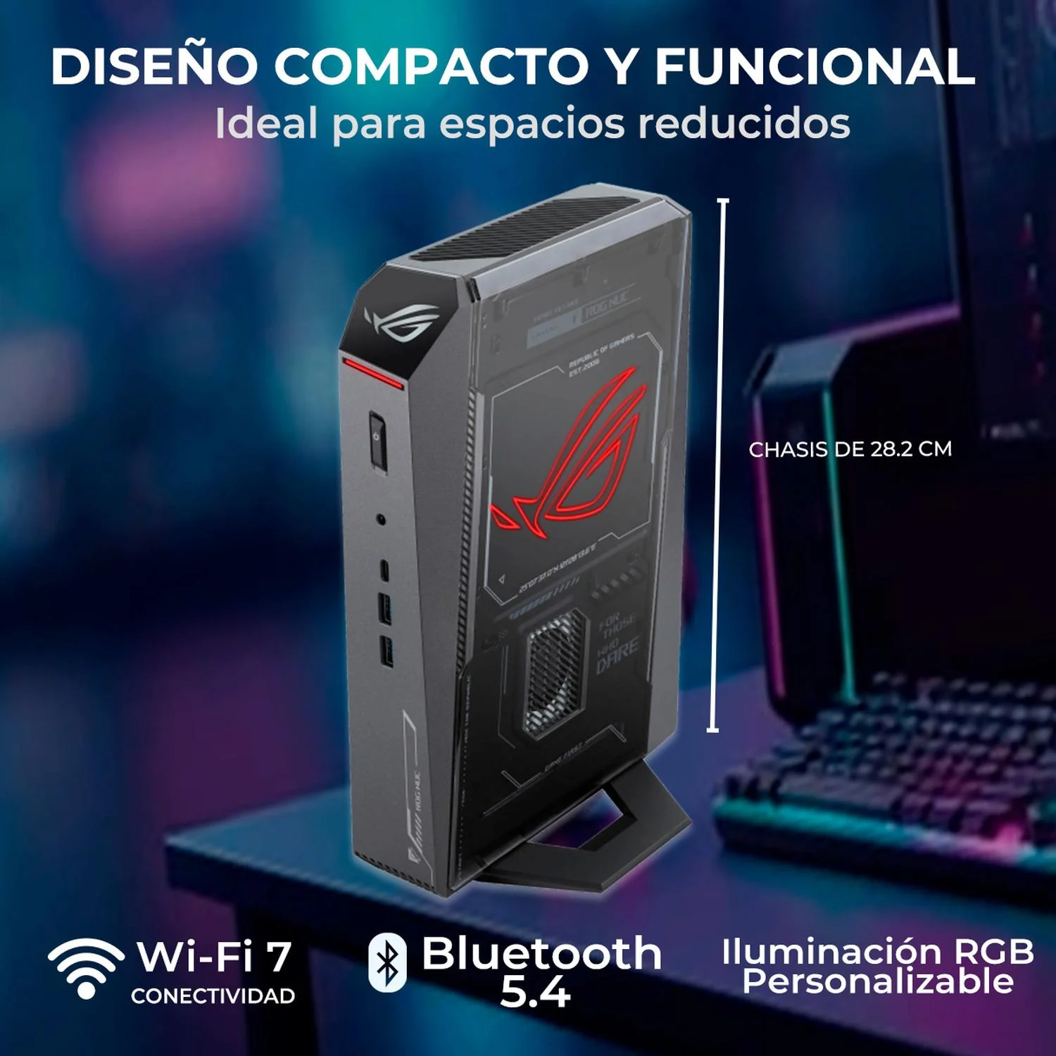 Computadora Escritorio Mini PC Gamer IA ASUS ROG NUC 2025 NVIDIA GeForce RTX 5080 Intel Ultra 9 275HX 1837 TOPS 64GB DDR5 2TB M.2 WiFi 7 BT 5.4 W11H-I Gaming Competitivo y profesional - Image 3