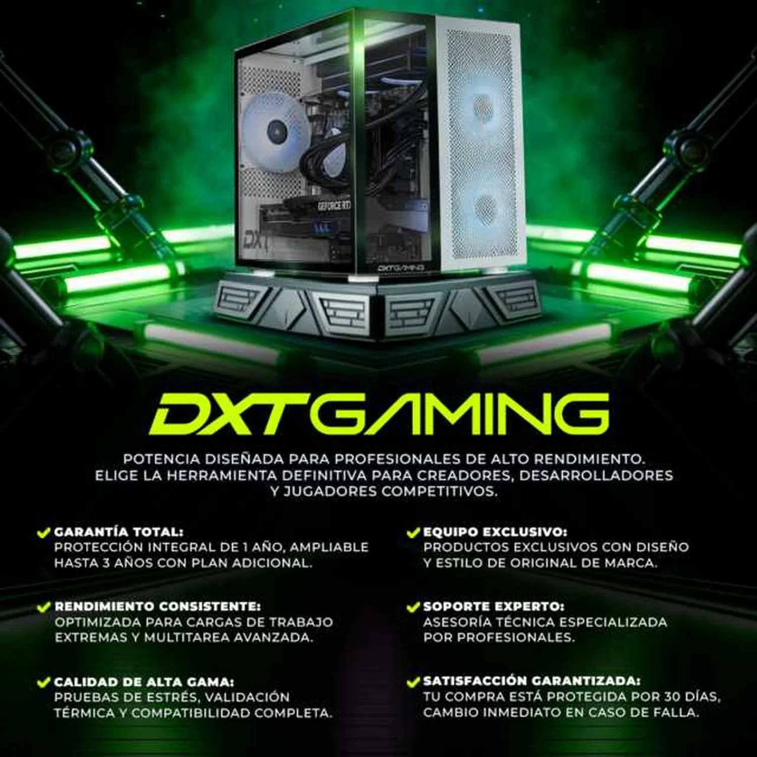 Computadora Gamer Completa DXT GAMING NVIDIA GeForce RTX 5050 AMD Ryzen 5 9600X 32GB DDR5 SSD 1TB Monitor 27 165Hz Sistema Liquido WIFI BT W11 Silver gaming estable en calidad media - Image 5