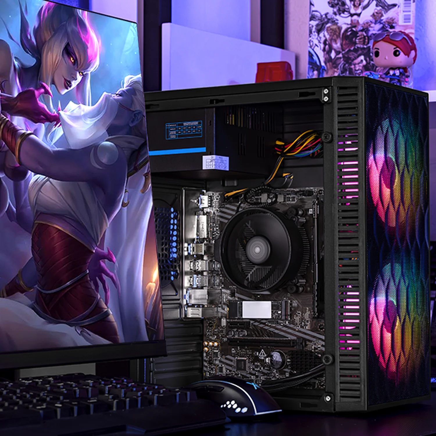 Computadora Escritorio Completa Xtreme PC Gaming AMD Radeon Vega Renoir Ryzen 5 5600G 32GB SSD 1TB Monitor 23.8 75Hz WIFI Black gaming ligero en calidad baja, oficina, estudio y hogar - Image 6