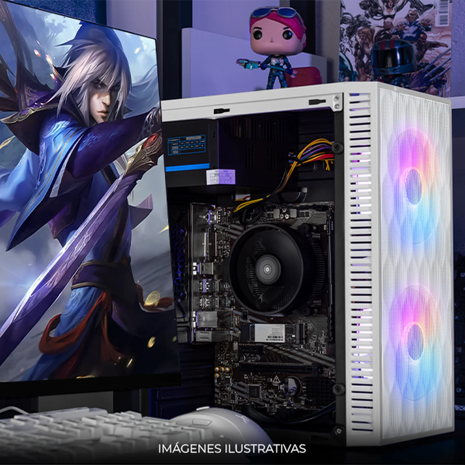 Computadora Escritorio Completa Xtreme PC Gaming AMD Radeon Vega Renoir Ryzen 7 5700G 16GB SSD 1TB Monitor 23.8 WIFI White rendimiento básico para juegos casuales, trabajo y estudio - Image 6