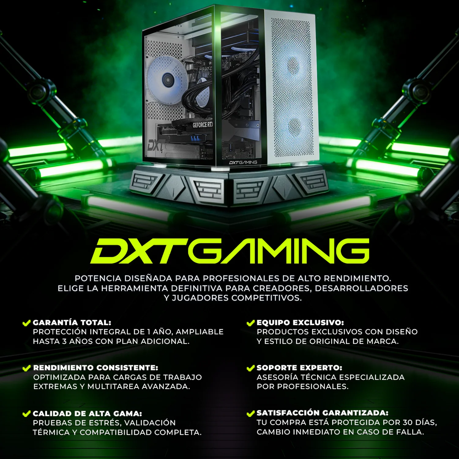 Computadora Gamer DXT GAMING NVIDIA GeForce RTX 5050 Intel Core Ultra 5 225F 32GB DDR5 SSD 1TB Sistema Liquido WIFI BT W11 Silver gaming estable en calidad media - Image 5