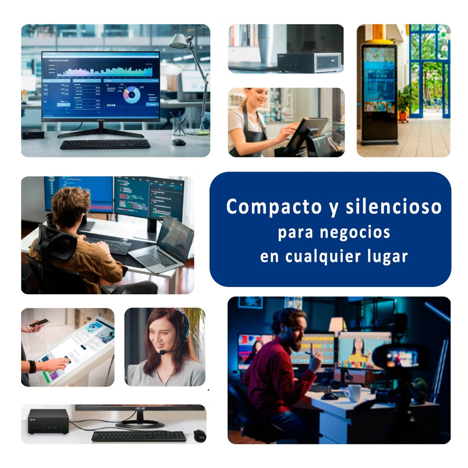 Computadora Mini PC ASUS Essential Intel N97 8GB DDR5 256GB SSD Monitor 21.5" Touch Teclado Mouse W11H - Image 6