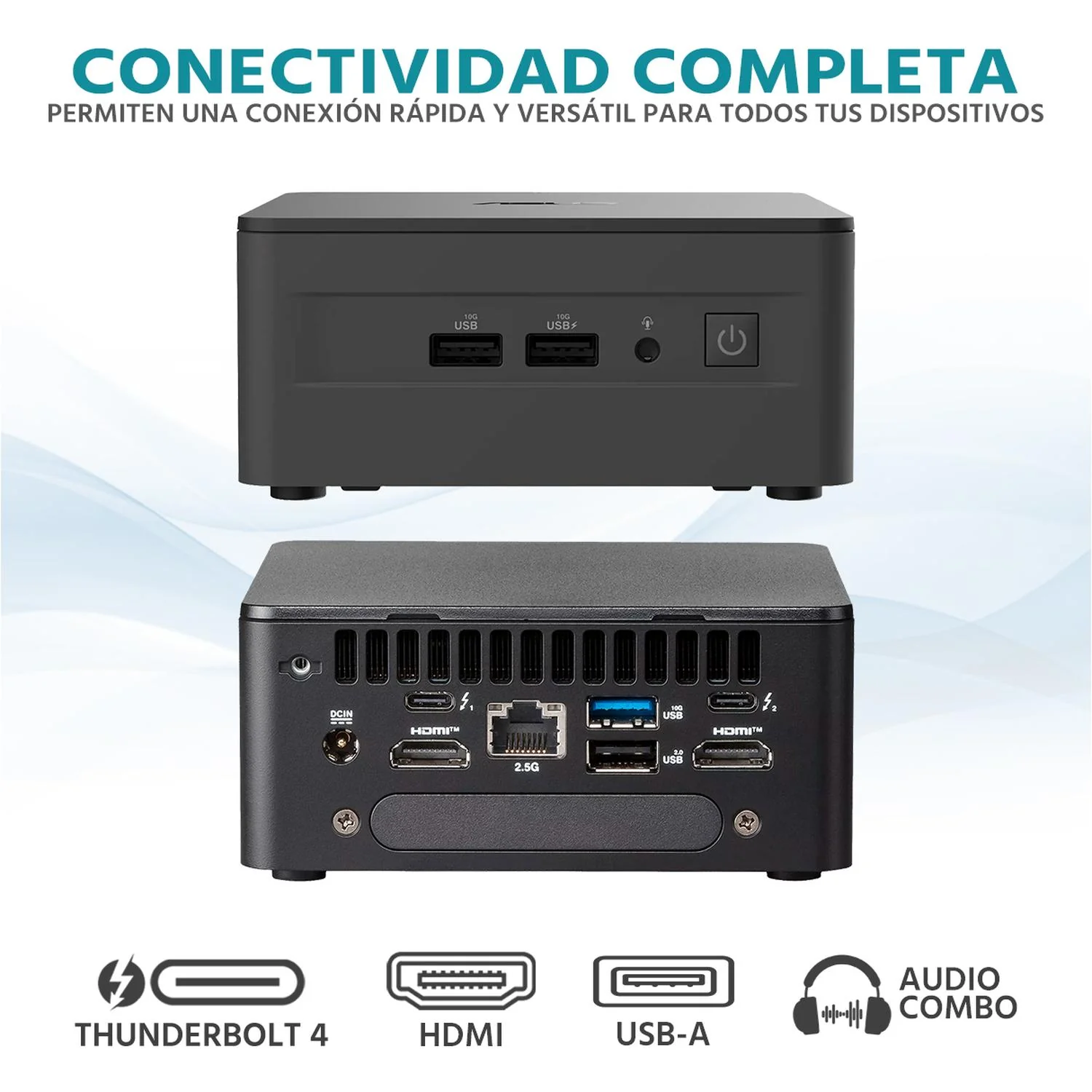 Computadora Escritorio Mini PC ASUS NUC 13 PRO Core i5 1340P 16GB DDR4 SSD 256GB Monitor 23.8 Teclado Mouse Inalambrico W11H-T WiFi 6E BT 5.3 CNUC13P-Ci56256MTM Estudio y multitarea - Image 4