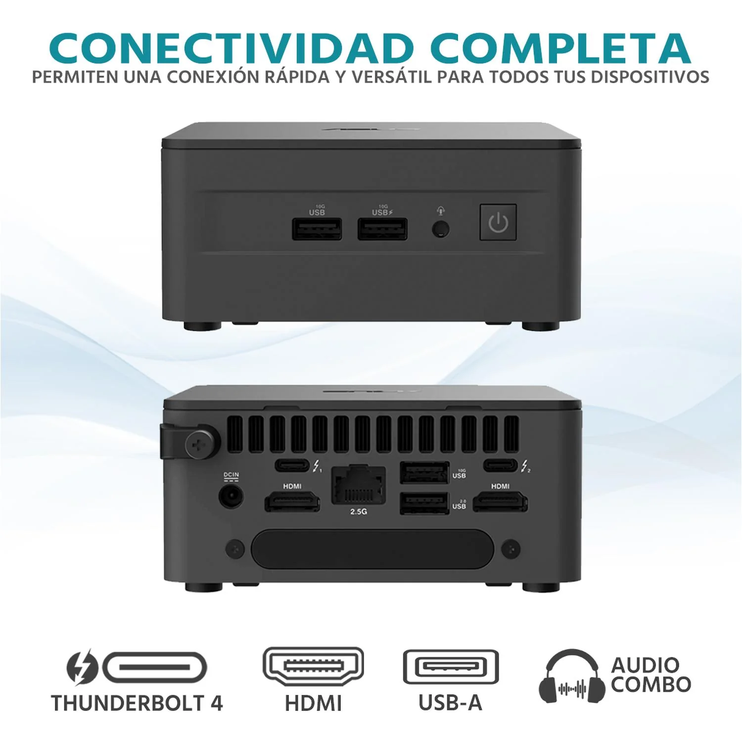Computadora Mini PC ASUS NUC 13 PRO Intel Core i3 1315U 16GB RAM 256GB SSD Monitor 23.8" Teclado Mouse - Image 4