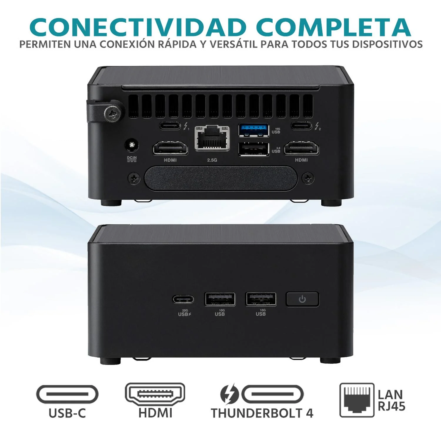 Computadora Mini PC ASUS NUC 14 Pro Intel Core 3 100U 16GB RAM 256GB SSD Monitor 23" Teclado Mouse Español - Image 4