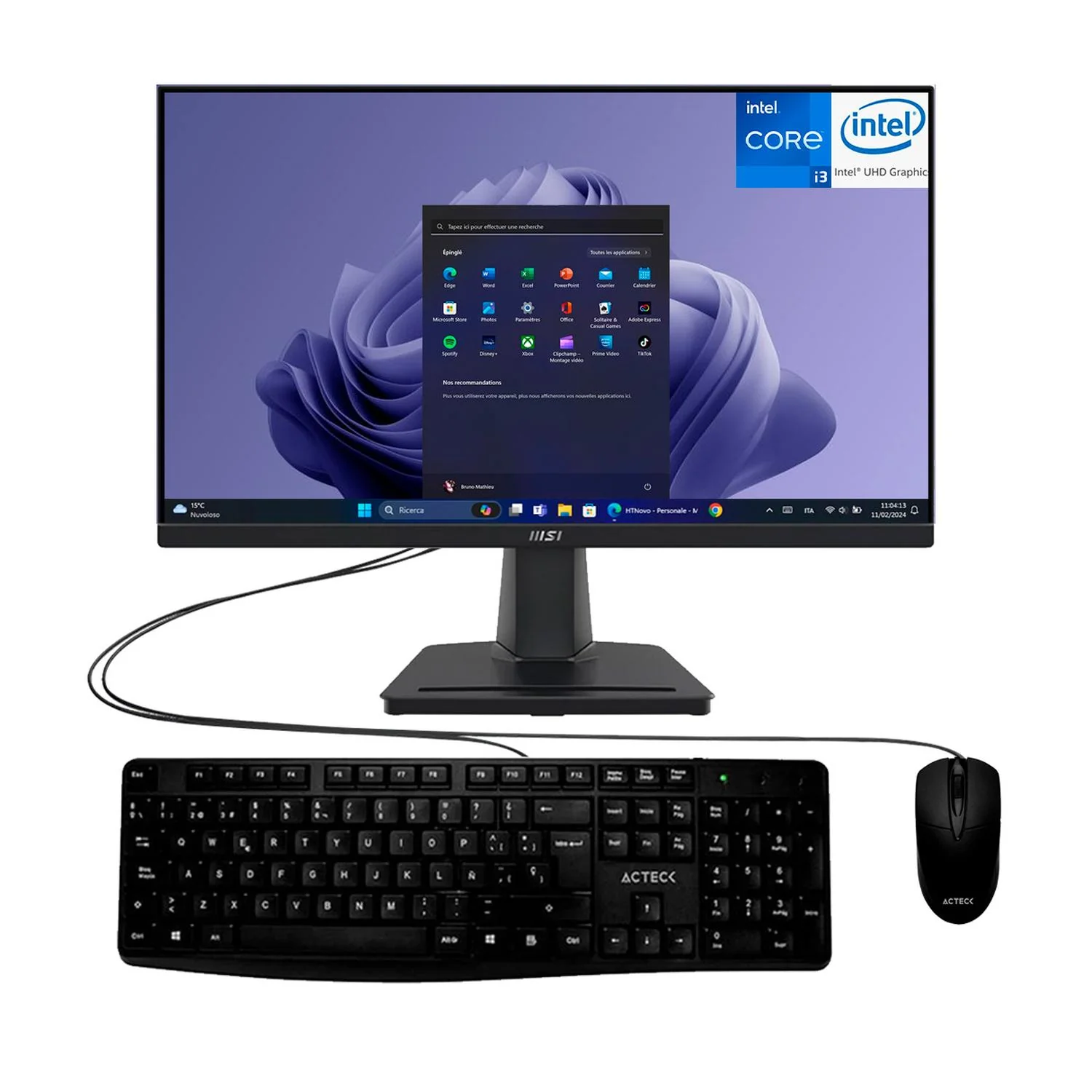 Computadora Mini PC MSI CUBI 5 12M Core I3 1215U 8GB 512GB SSD Monitor 21.5 Teclado Mouse DXT CUBI51