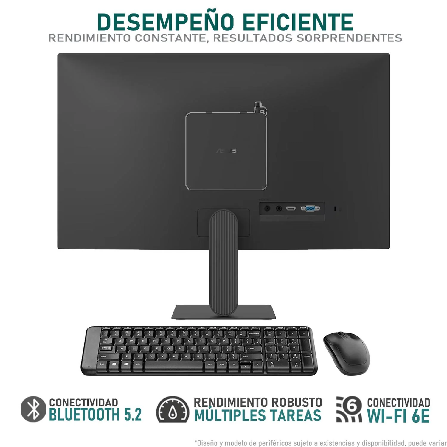 Computadora PC ASUS ExpertCenter PN42 Intel N100 16GB RAM 128GB SSD Monitor 23.8" Teclado Mouse Logitech - Image 3