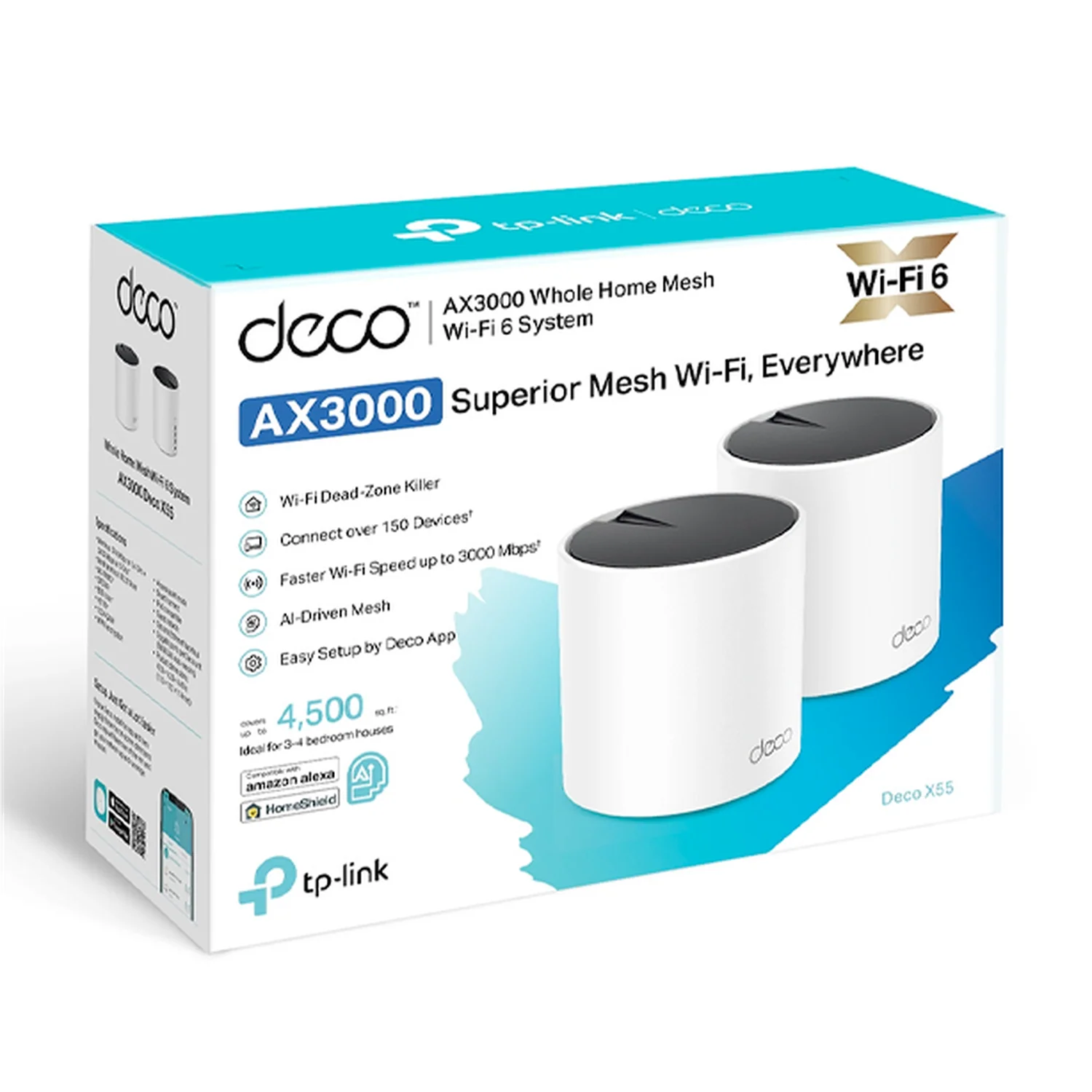 Router Deco X55 TP-Link sistema Wi-Fi 6 Mesh Doble Banda AX3000 3000 Mbps (2-pack) - Image 3