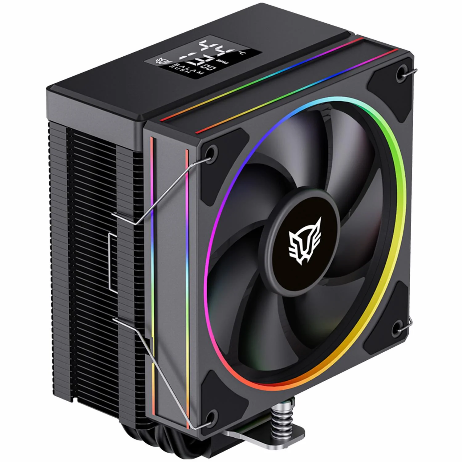 Disipador CPU Gamer BALAM RUSH HELIUX PRO HEX55 120mm ARGB 3pin LGA 1700 AM5 600 - 2000 RPM 4-pin PWM 4 Pipas Display Digital Negro BR-941983