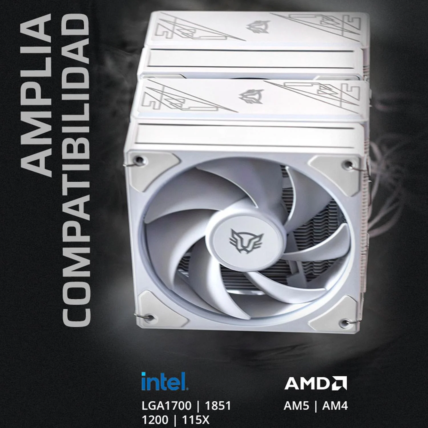 Disipador CPU Gamer BALAM RUSH HELIUX PRO HEX60 120mm ARGB 3pin LGA 1851 AM5 600 - 2000 RPM 4-pin PWM 6 Pipas Blanco BR-942034 - Image 4