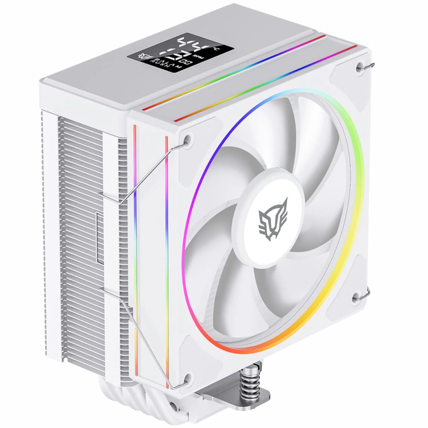 Disipador CPU Gamer BALAM RUSH HELIUX PRO HEX65 120mm ARGB 3pin LGA 1700 AM5 600 - 2000 RPM 4-pin PWM 6 Pipas Display Digital Blanco BR-941976