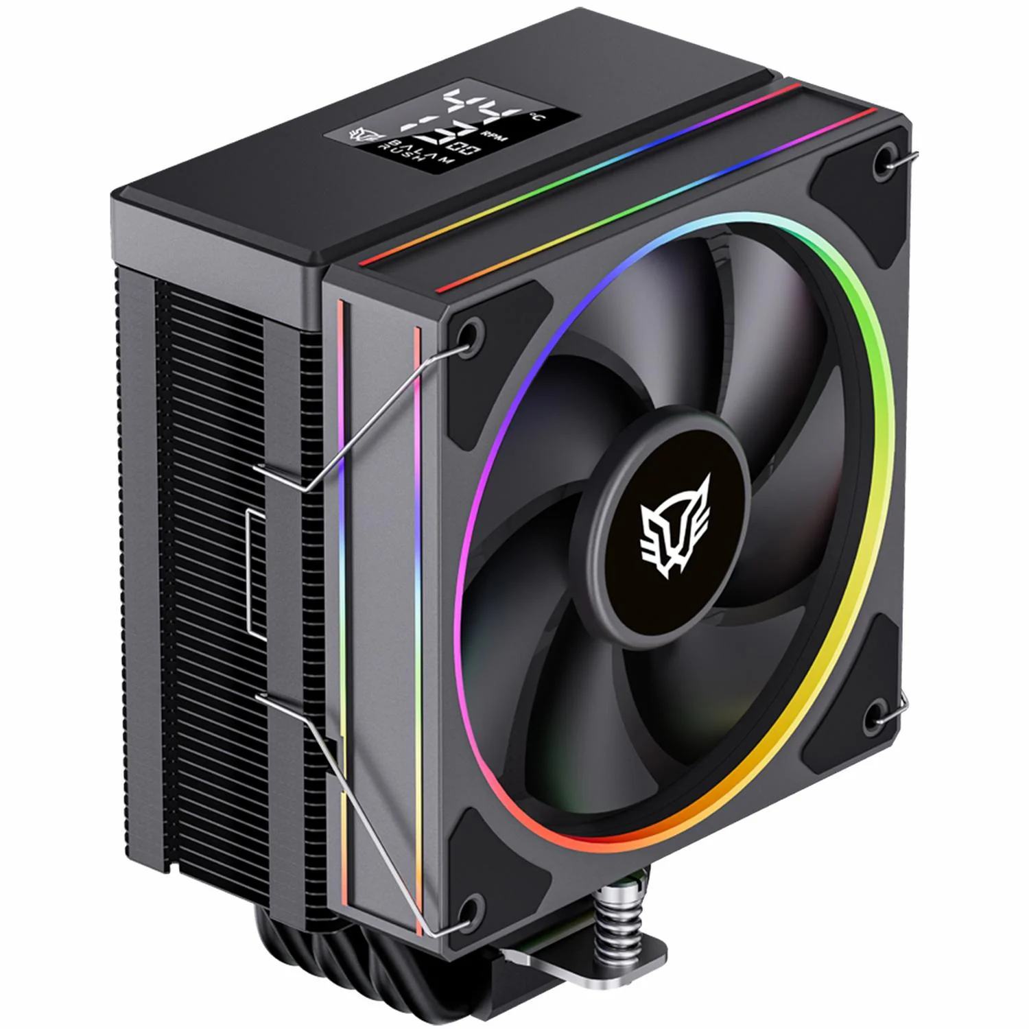 Disipador CPU Gamer BALAM RUSH HELIUX PRO HEX65 120mm ARGB 3pin LGA 1700 AM5 600 - 2000 RPM 4-pin PWM 6 Pipas Display Digital Negro BR-941969