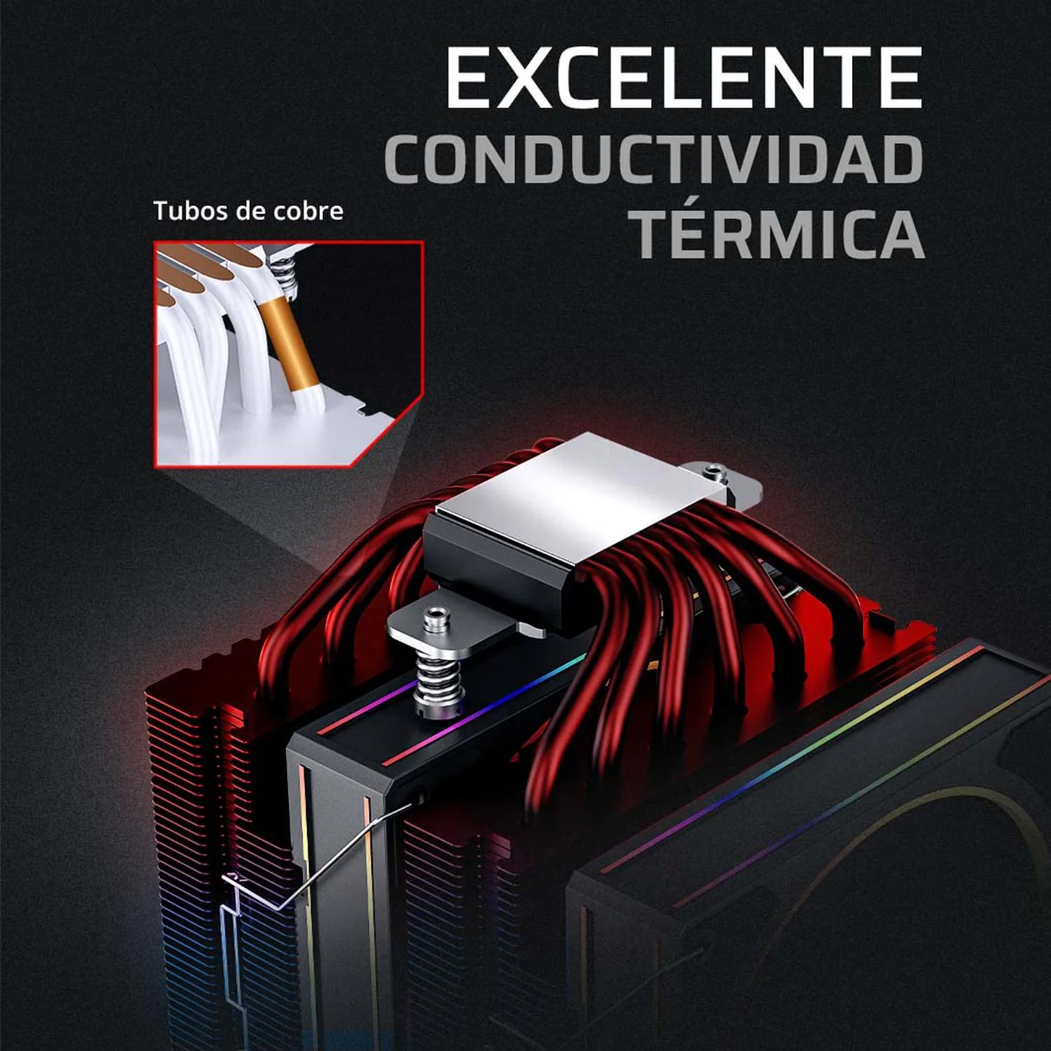 Disipador CPU Gamer BALAM RUSH HELIUX PRO HEX65 120mm ARGB 3pin LGA 1700 AM5 600 - 2000 RPM 4-pin PWM 6 Pipas Display Digital Negro BR-941969 - Image 5
