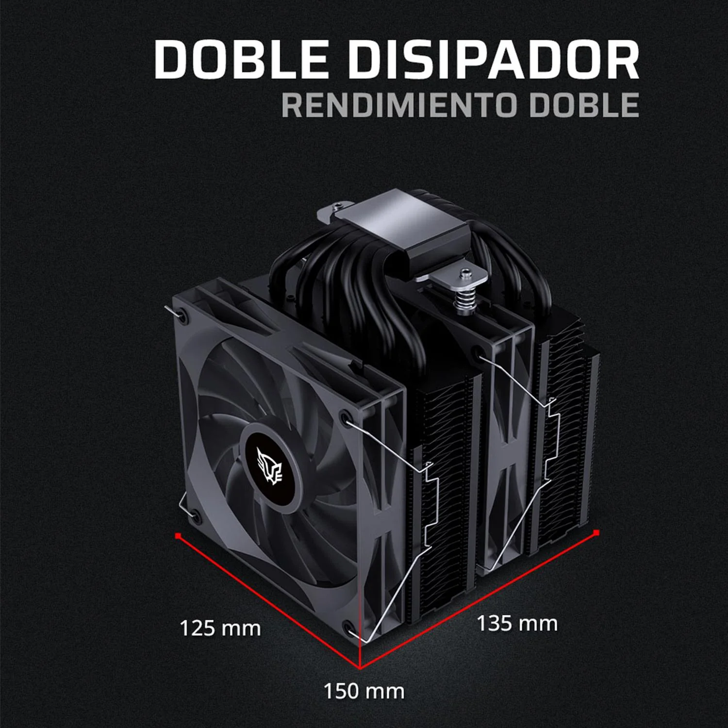 Disipador Doble CPU Gamer BALAM RUSH HELIUX EXPERT HEX90 120mm LGA 1700 AM5 0-2000 RPM 4-Pin 6 pipas Negro BR-941921 - Image 5
